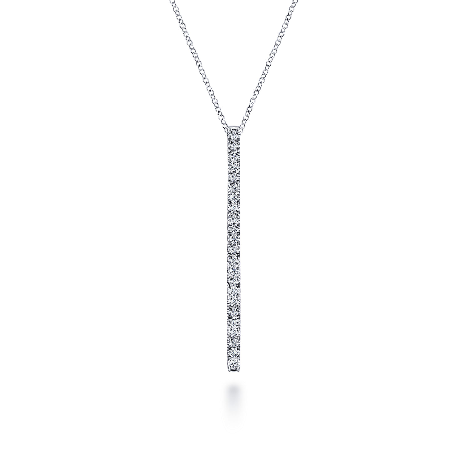 14K White Gold Diamond Bar Pendant Necklace @ $1700. Shop