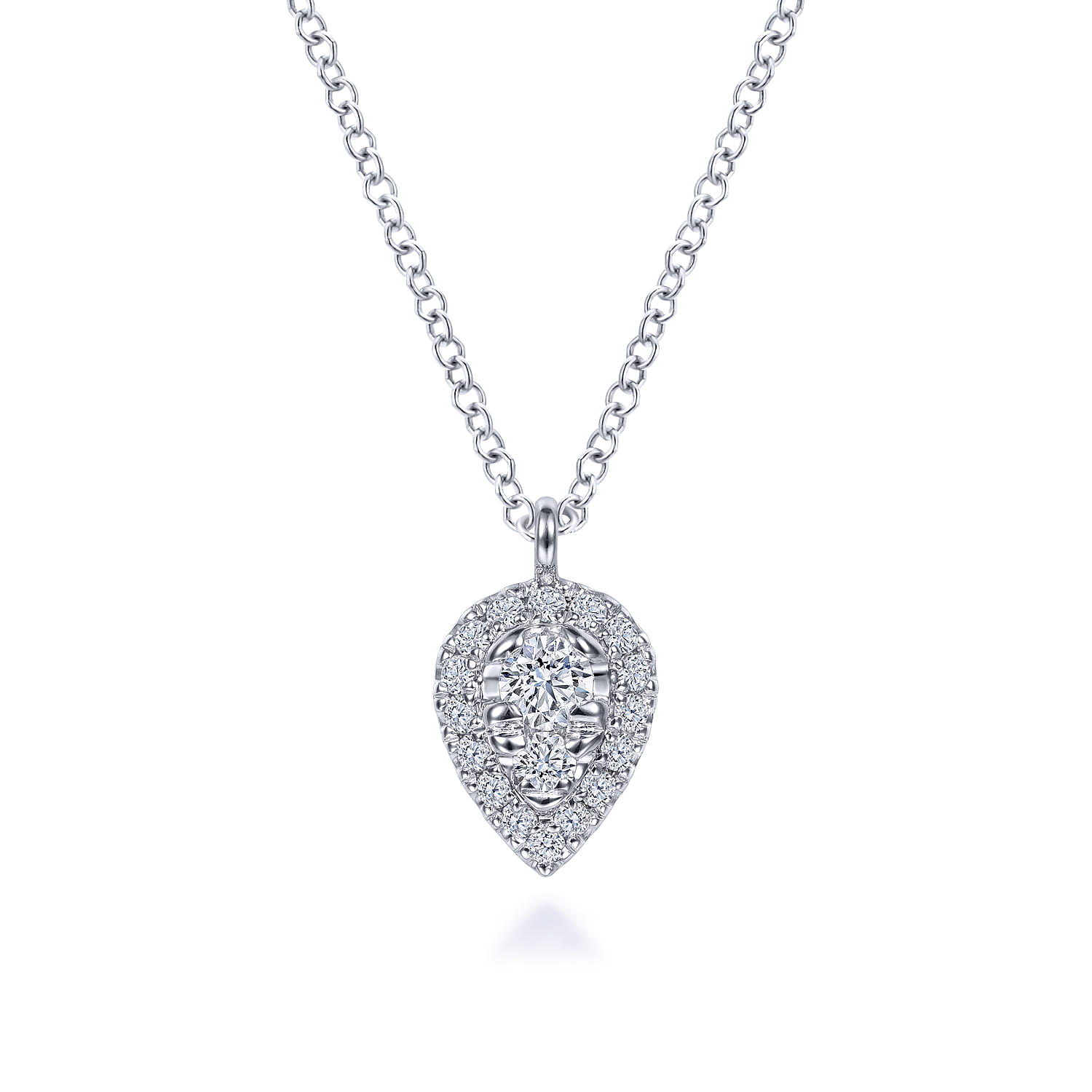 Inverted Teardrop Diamond Pendant Necklace