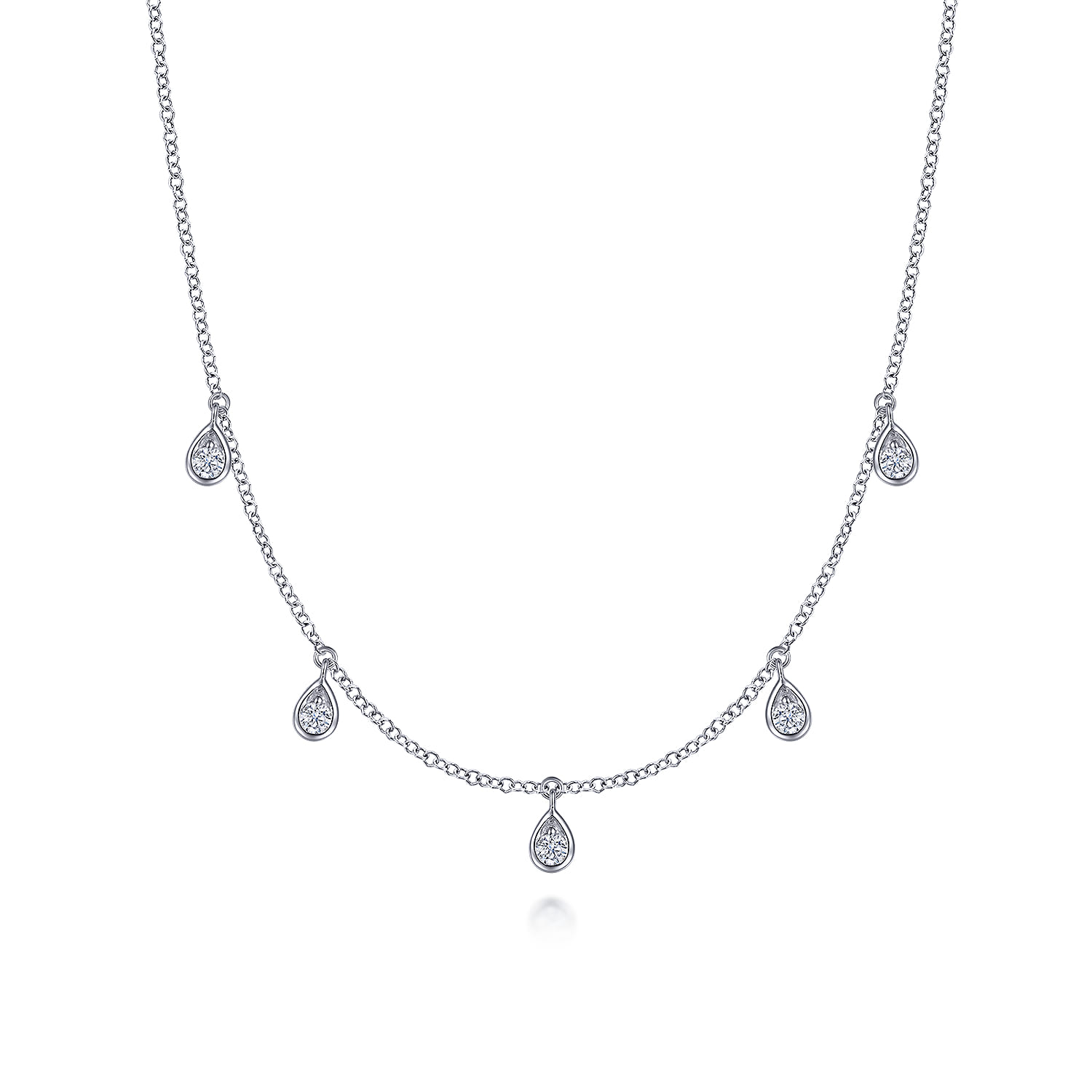 Teardrop Bezel Set Diamond Drop Necklace