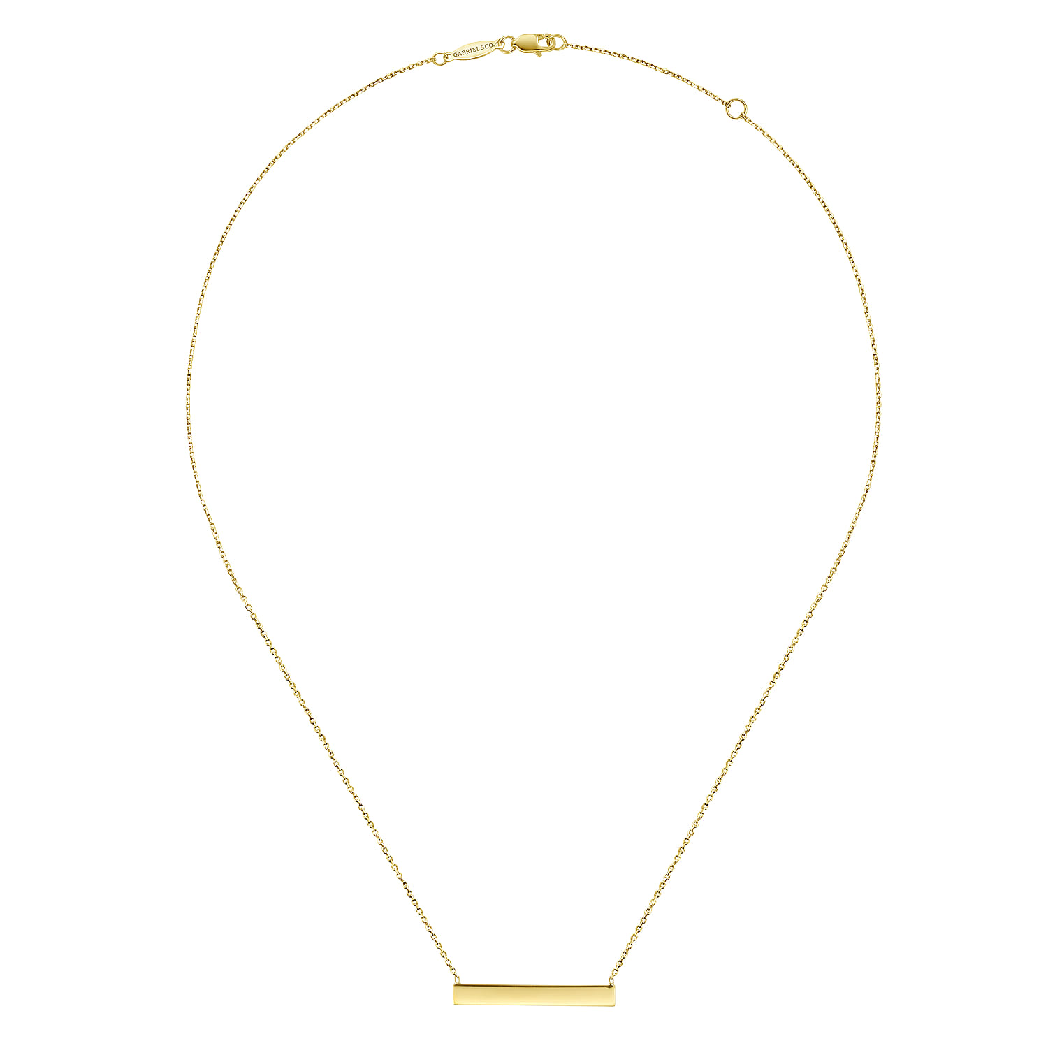 Smooth Bar ID Necklace in 14K Yellow Gold, photograph 2