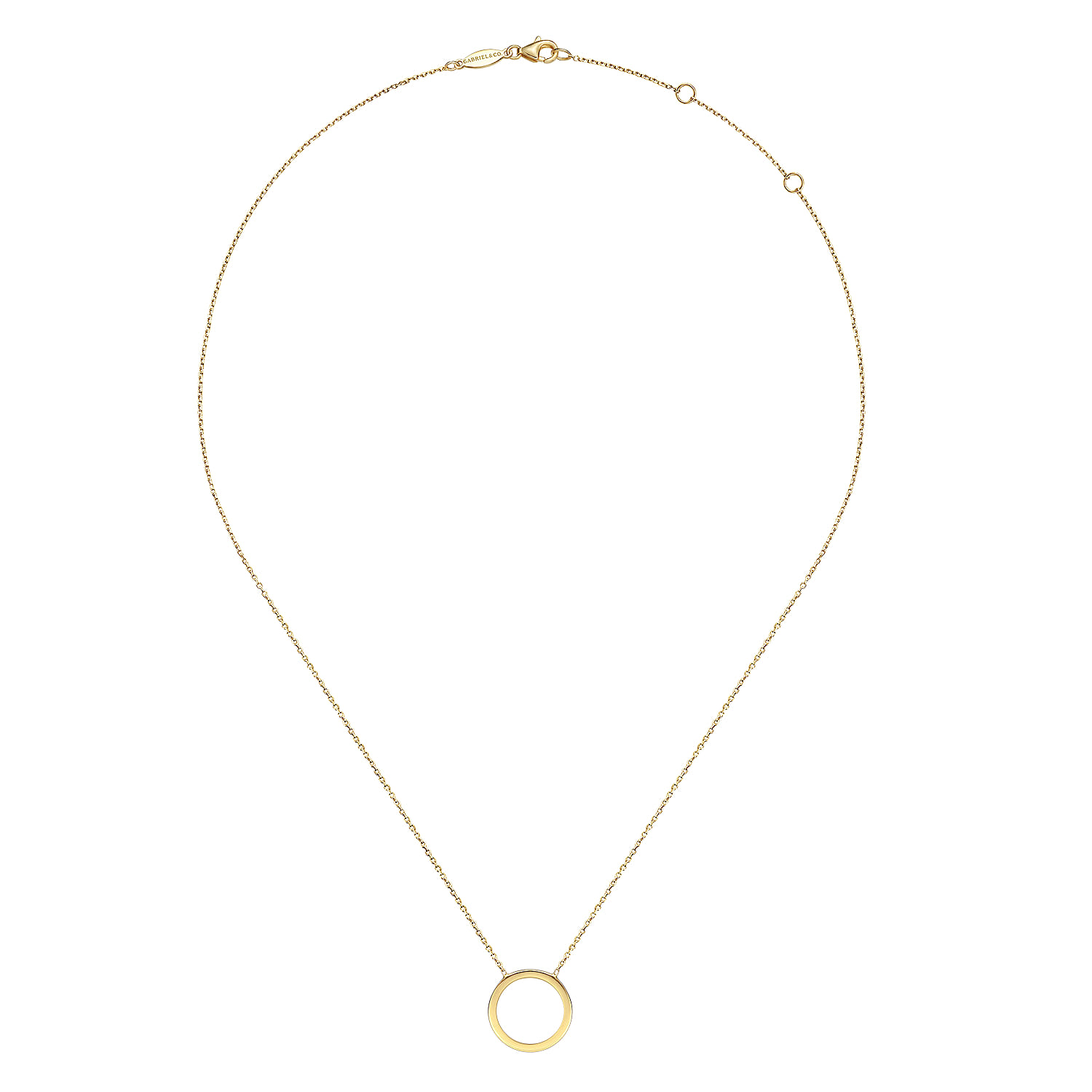 Open Circle Pendant Necklace in 14K Yellow Gold, photograph 2