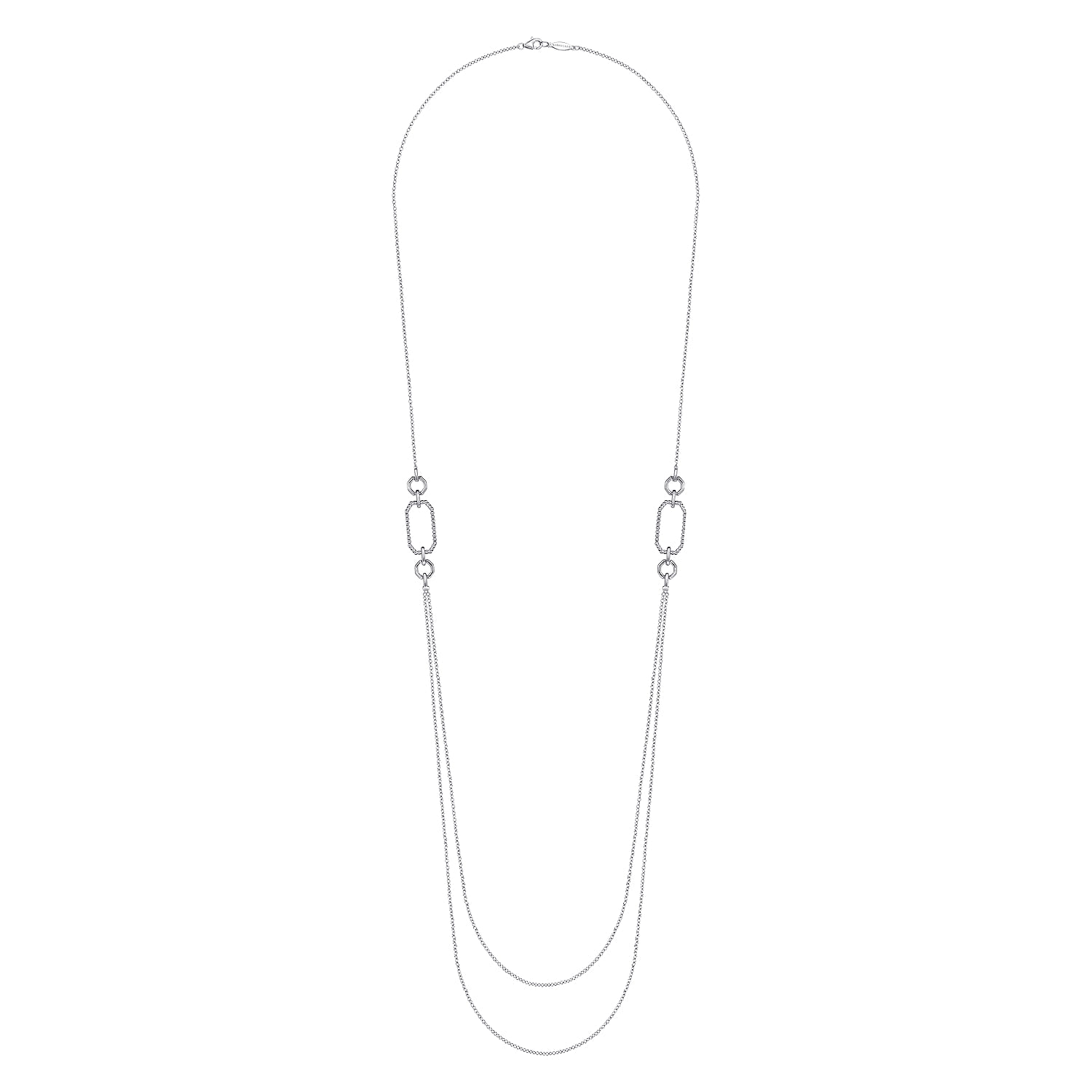 32 inch Geo Station Swag Necklace in 14K White Gold, photograph 3