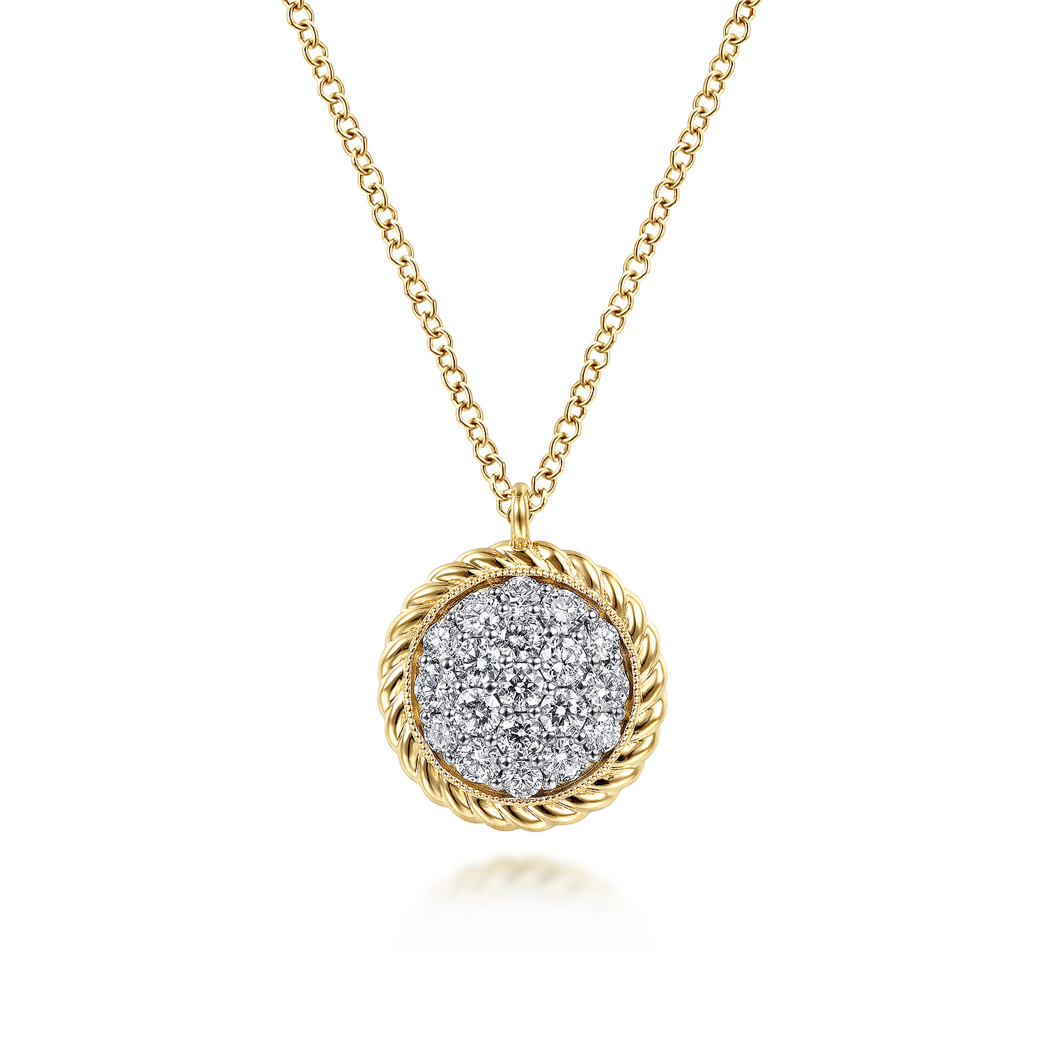 Diamond Pave twisted Rope Halo Necklace