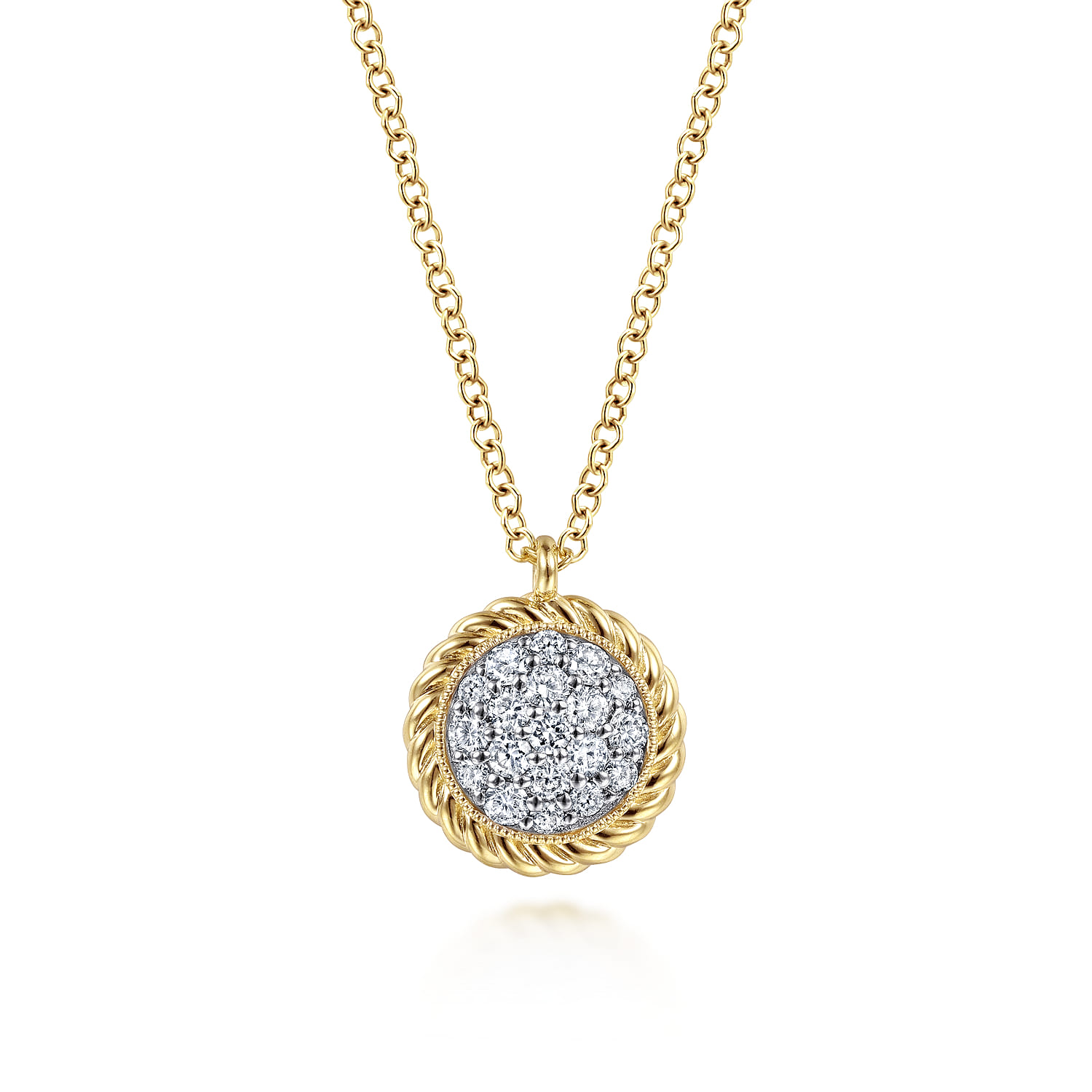 Diamond Pave Pendant Necklace with Twisted Rope Frame