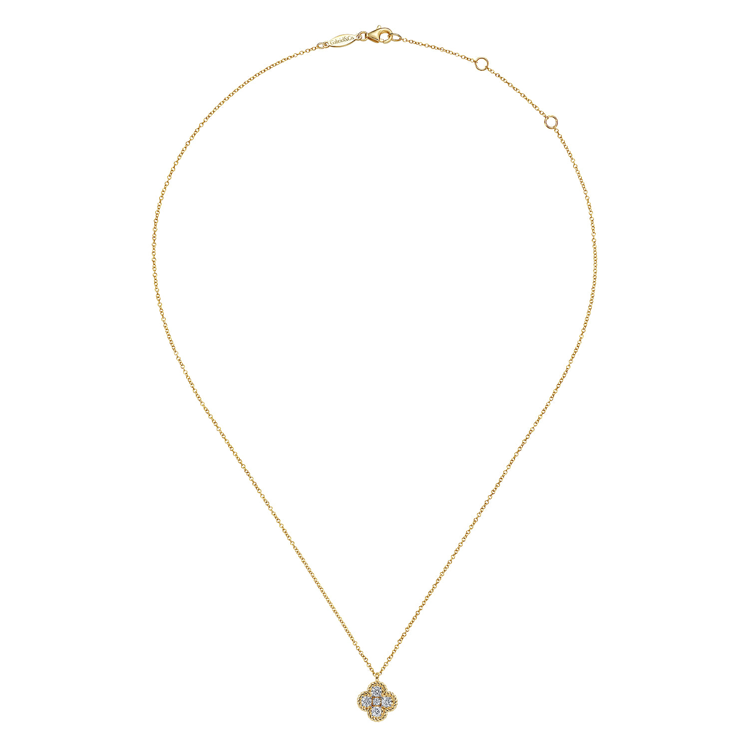 Rope Diamond Pendant Necklace in 14K Yellow Gold, photograph 2