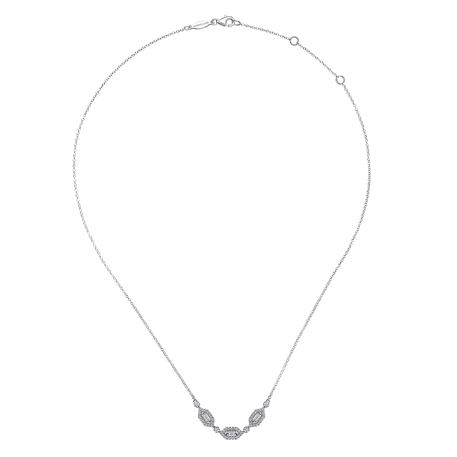 Diamond Station Bar Necklace in 14K White Gold, photograph 2