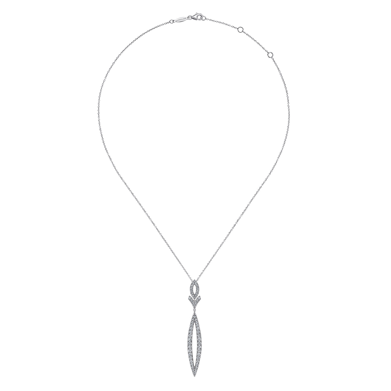 Diamond Lariat Necklace in 14K White Gold, photograph 2
