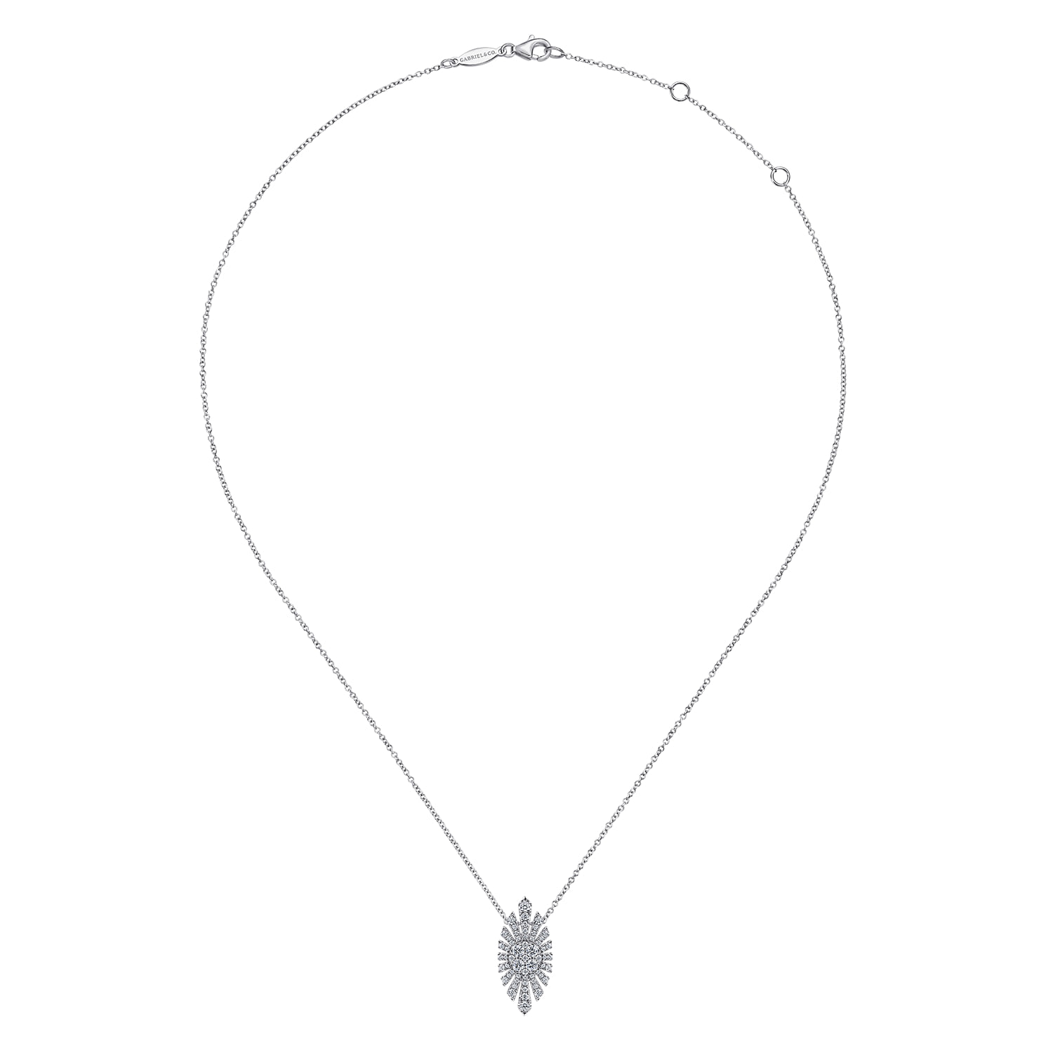 Diamond Pendant Necklace in 14K White Gold, photograph 2