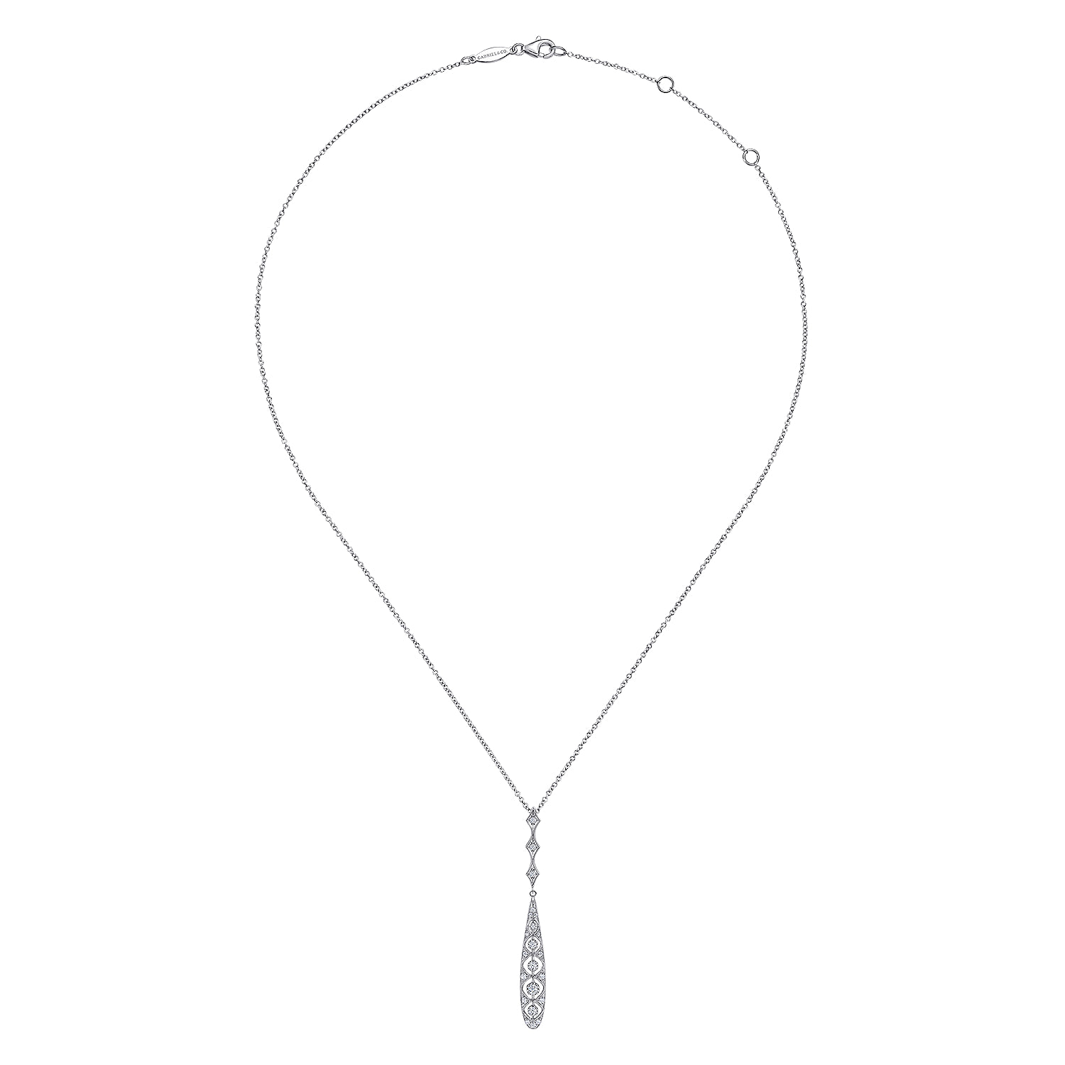 Vintage Diamond Necklace in 14K White Gold, photograph 2