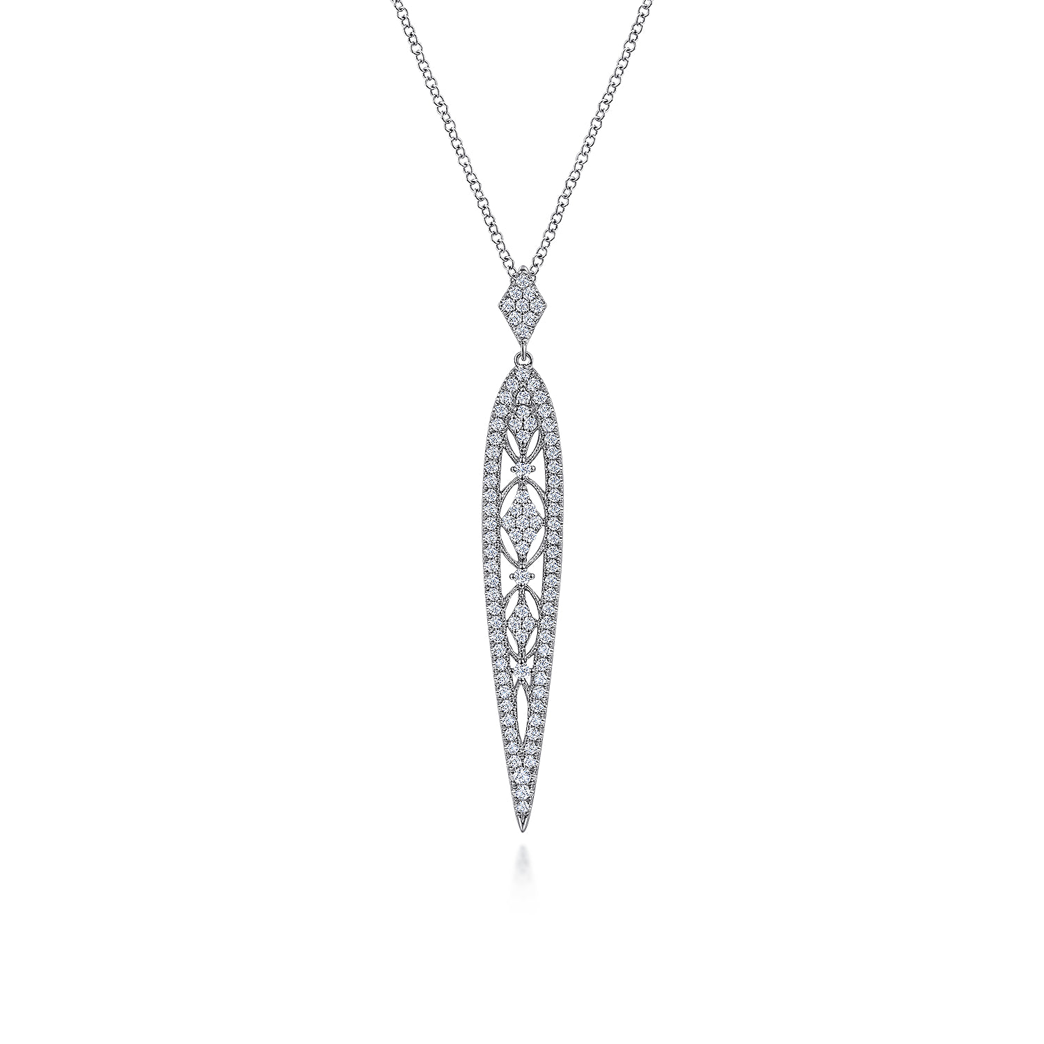 Vintage Diamond Pendant Necklace in 14K White Gold