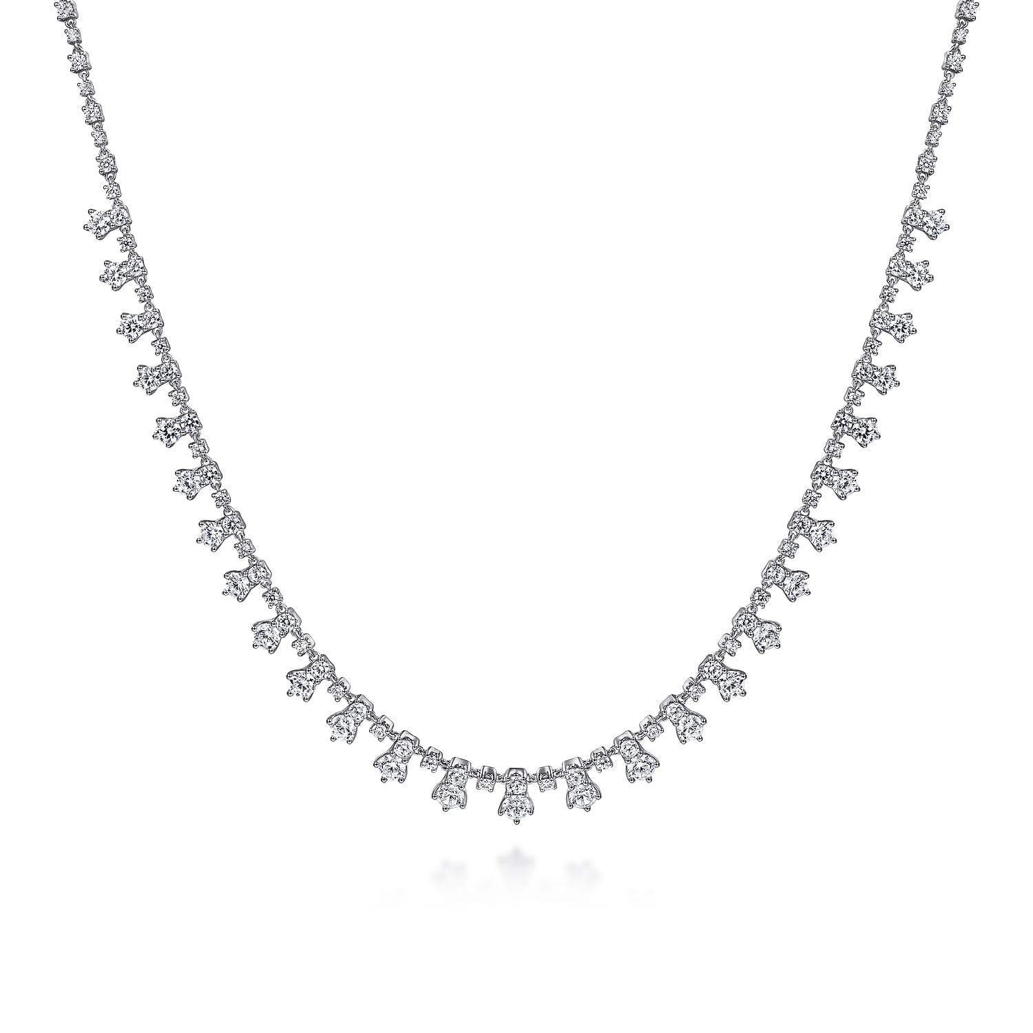 Diamond Drops Necklace in 18K White Gold