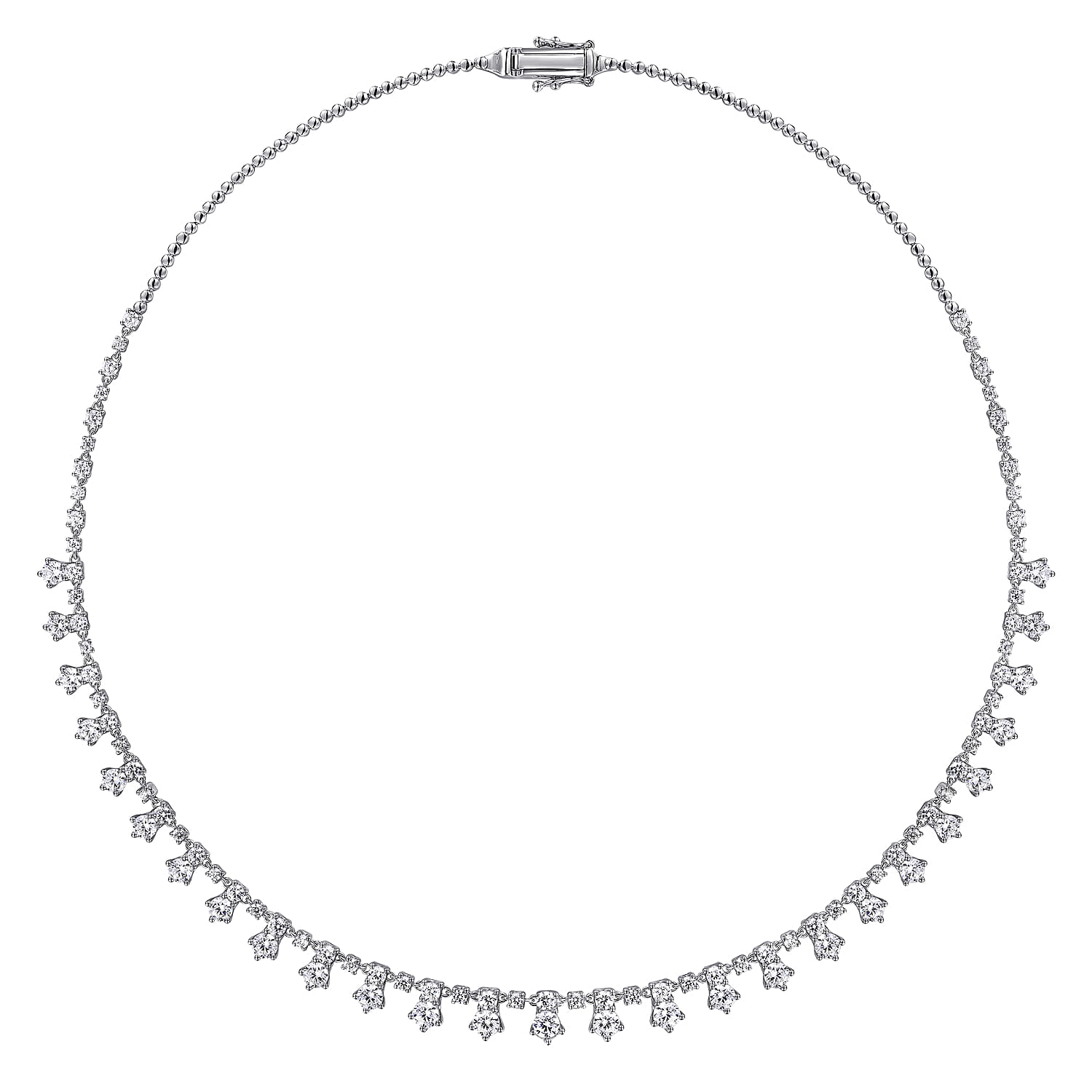 Diamond Drops Necklace in 18K White Gold, photograph 2