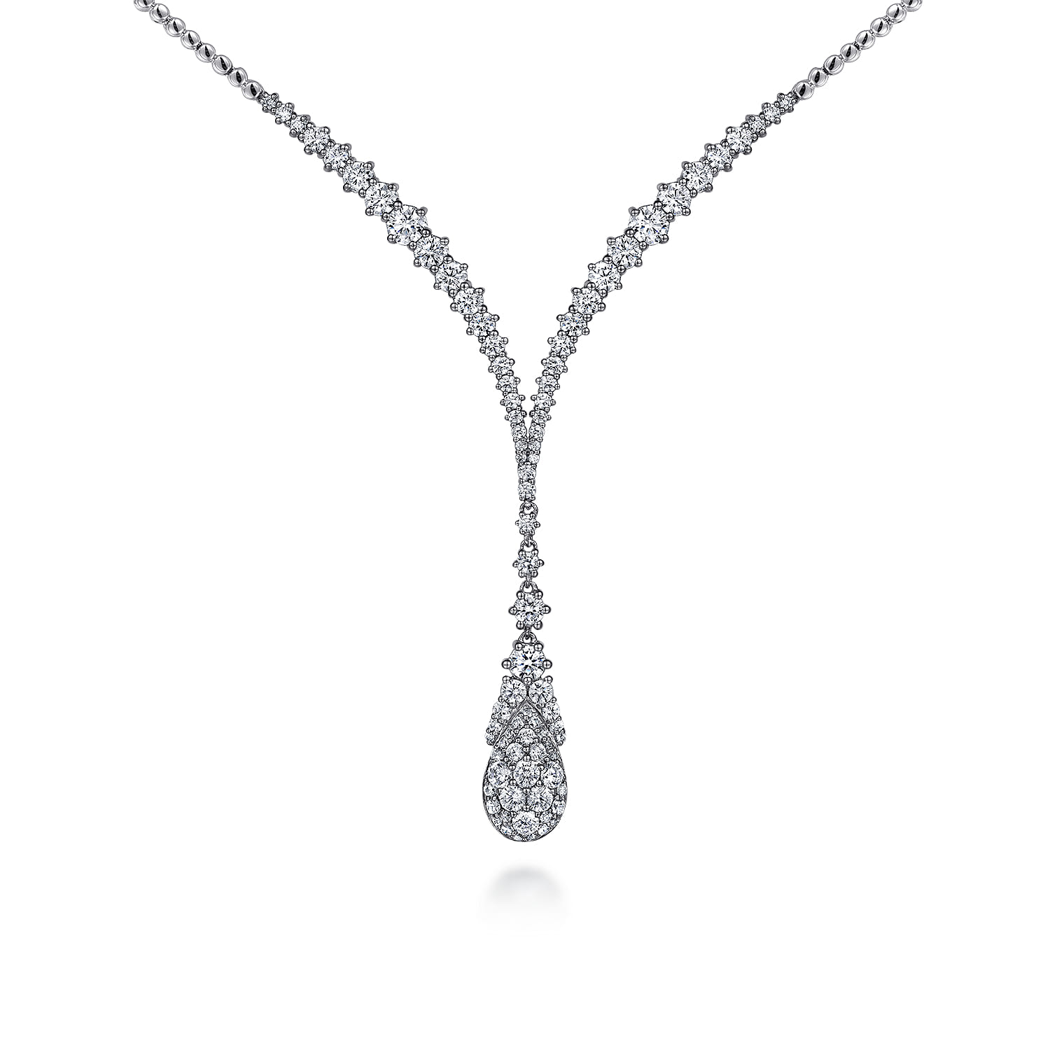 Diamond Cluster Teardrop and Chevron Necklace
