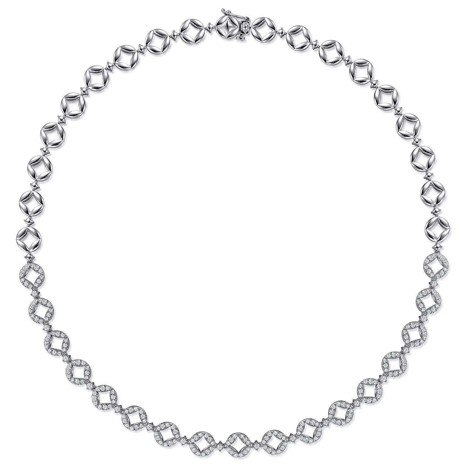 Link Diamond Necklace in 18K White Gold, photograph 2