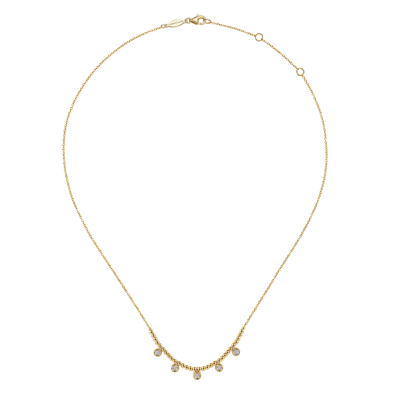 Bujukan Bead Necklace with Diamond Drops in 14K Yellow Gold, photograph 2