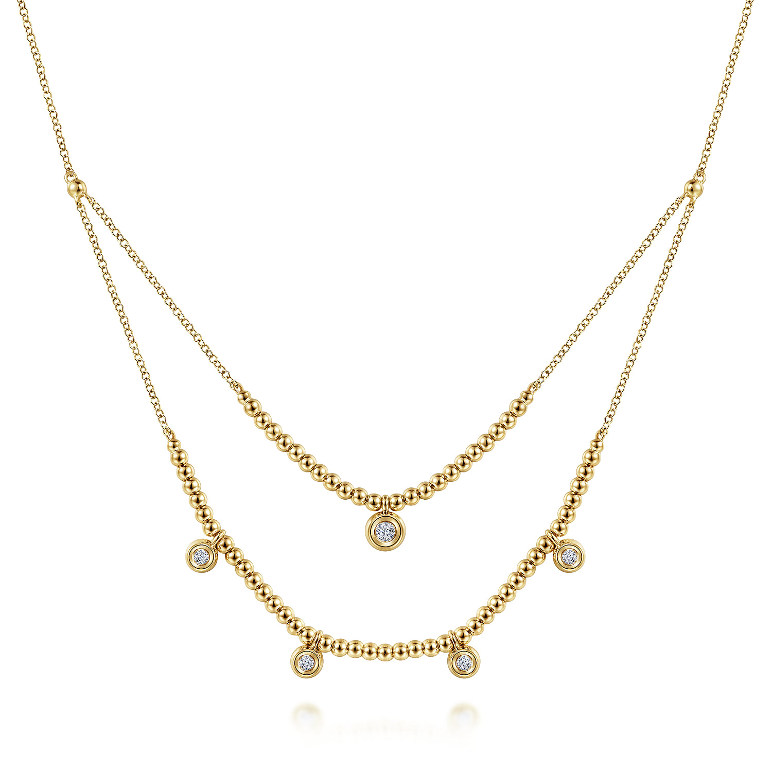 Bujukan Bead and Diamond Two-Row Necklace