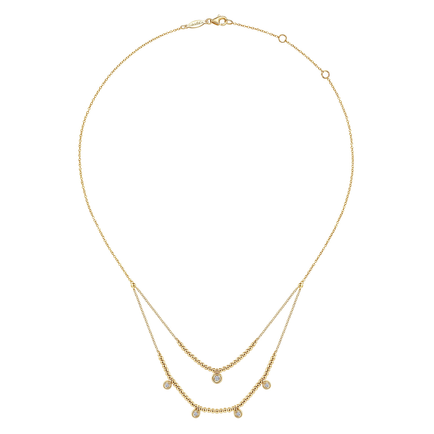 Bujukan Bead and Diamond Two-Row Necklace in 14K Yellow Gold, photograph 2
