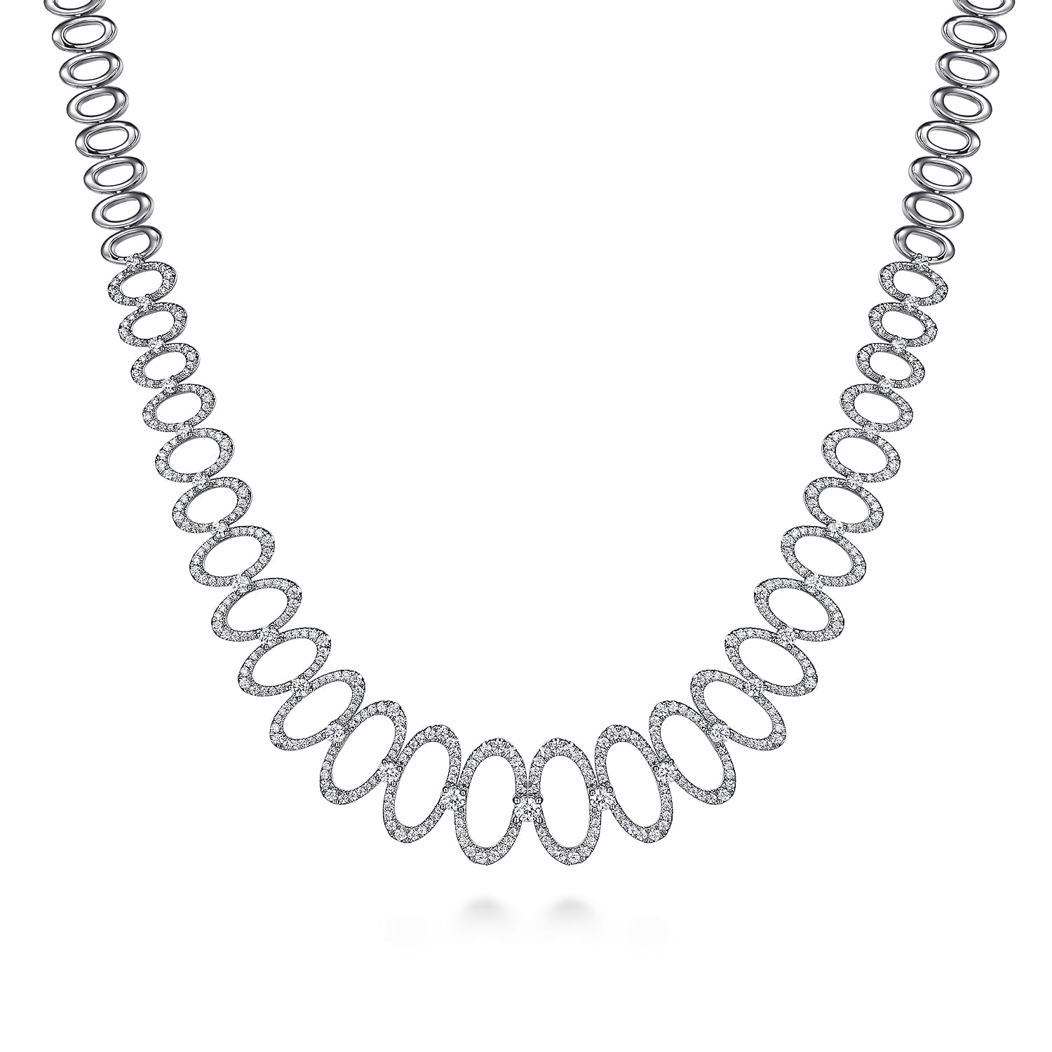 Diamond Link Necklace in 18K White Gold