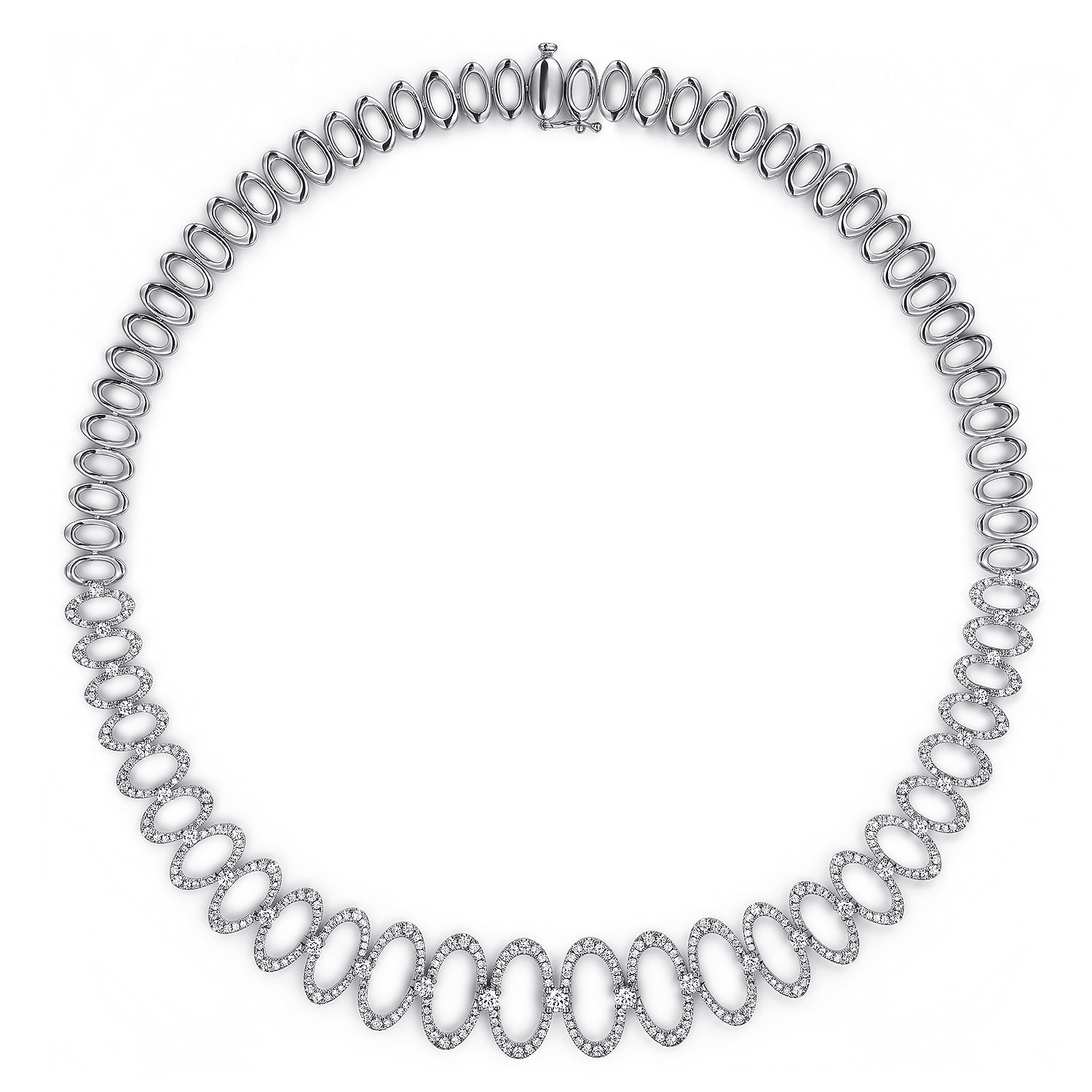Diamond Link Necklace in 18K White Gold, photograph 2
