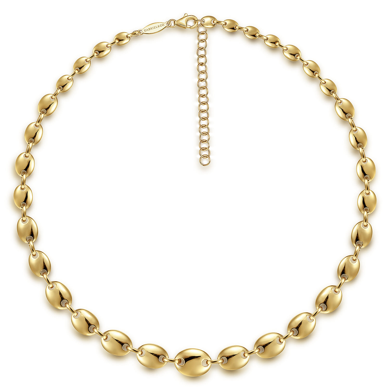 Graduating Bead Station Necklace in 14K Yellow Gold, photograph 2