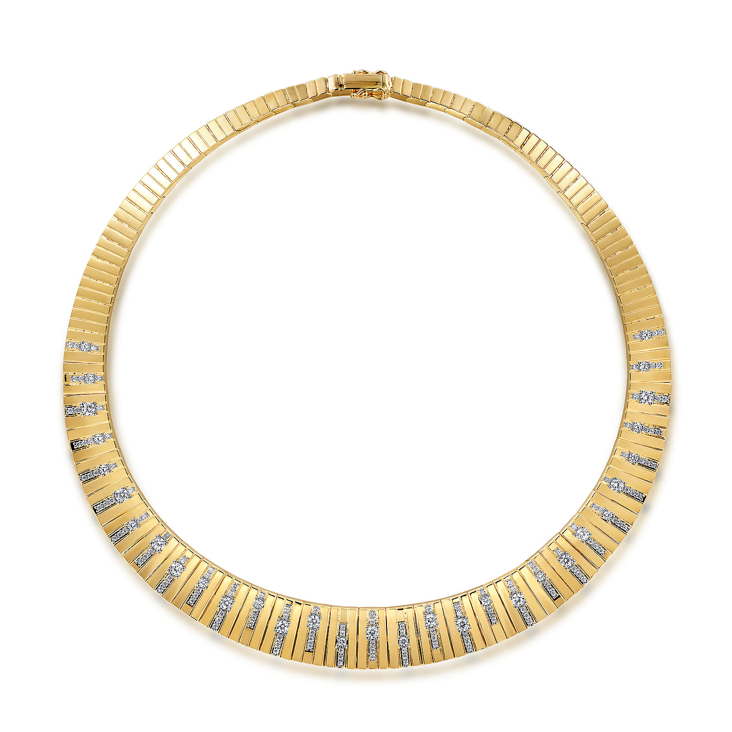 Contemporary Diamond Station Choker Necklace in 18K Yellow Gold, photograph 2