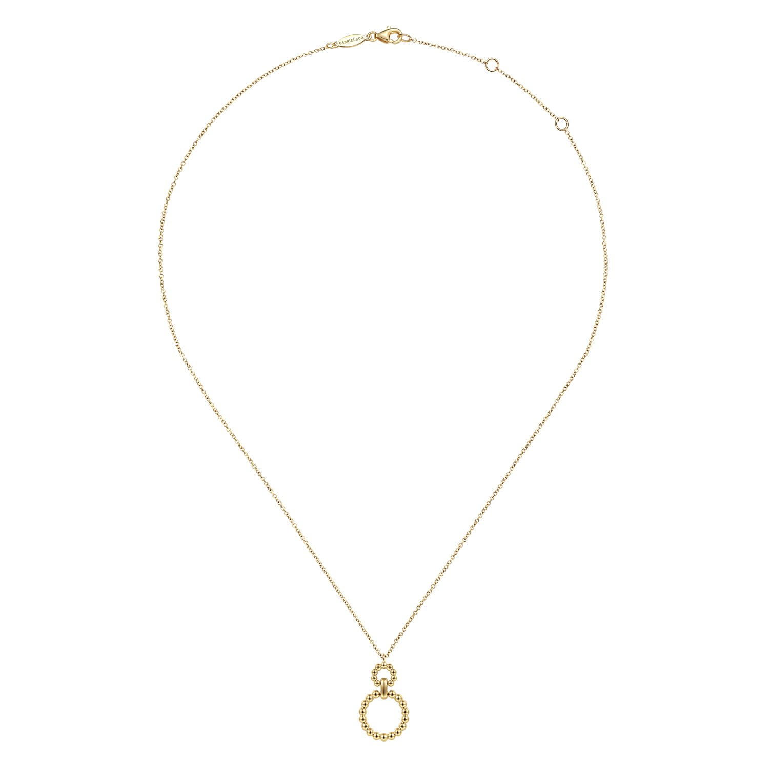 Pendant Necklace with Bujukan Bead Circles in 14K Yellow Gold, photograph 2