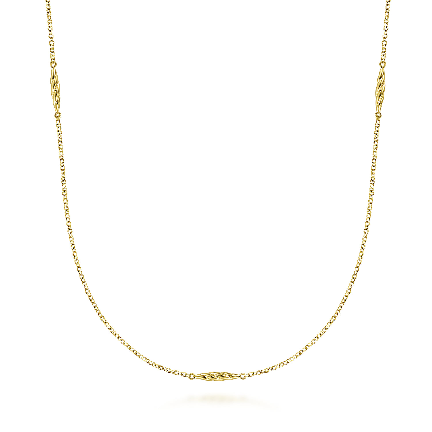 32 inch Chain Necklace with Twisted Tube Stations