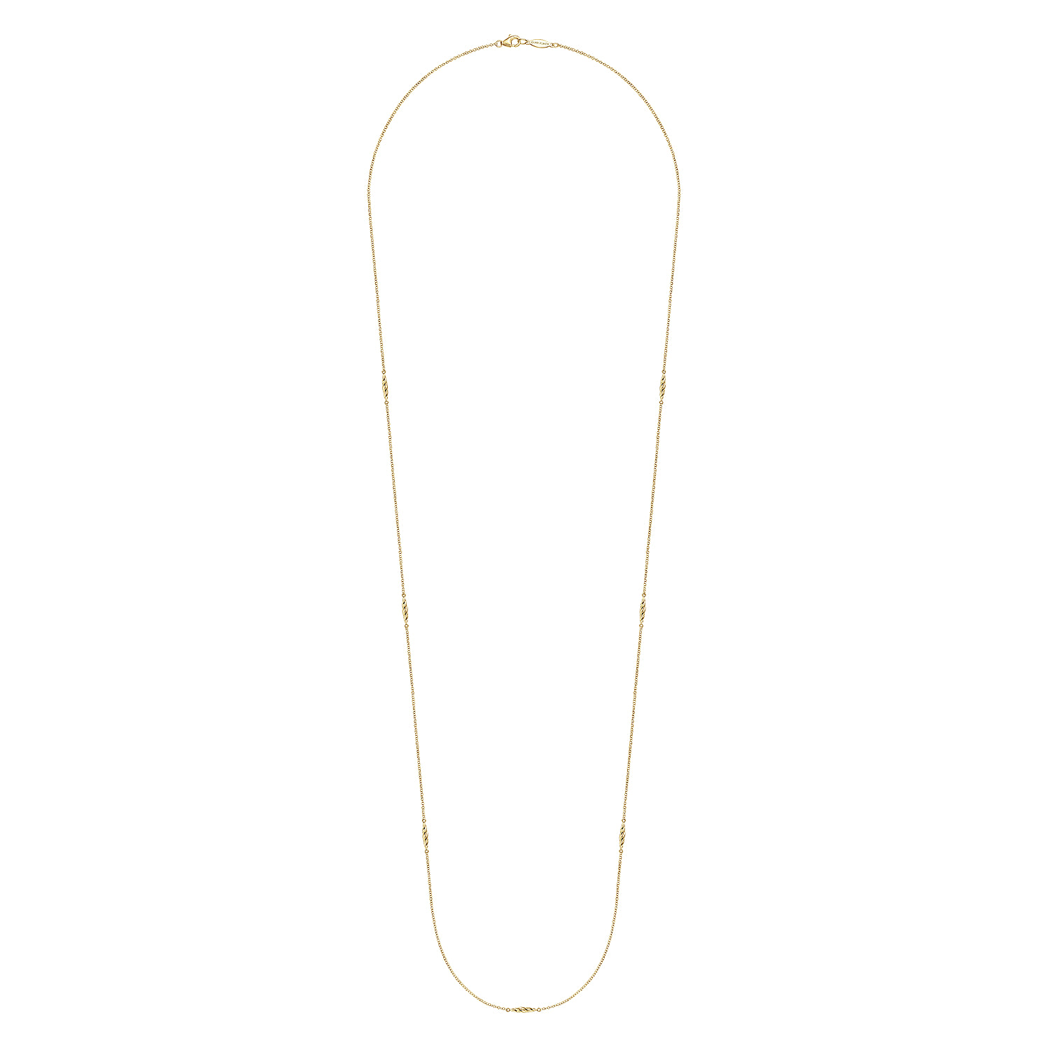 32 inch Chain Necklace with Twisted Tube Stations in 14K Yellow Gold, photograph 2