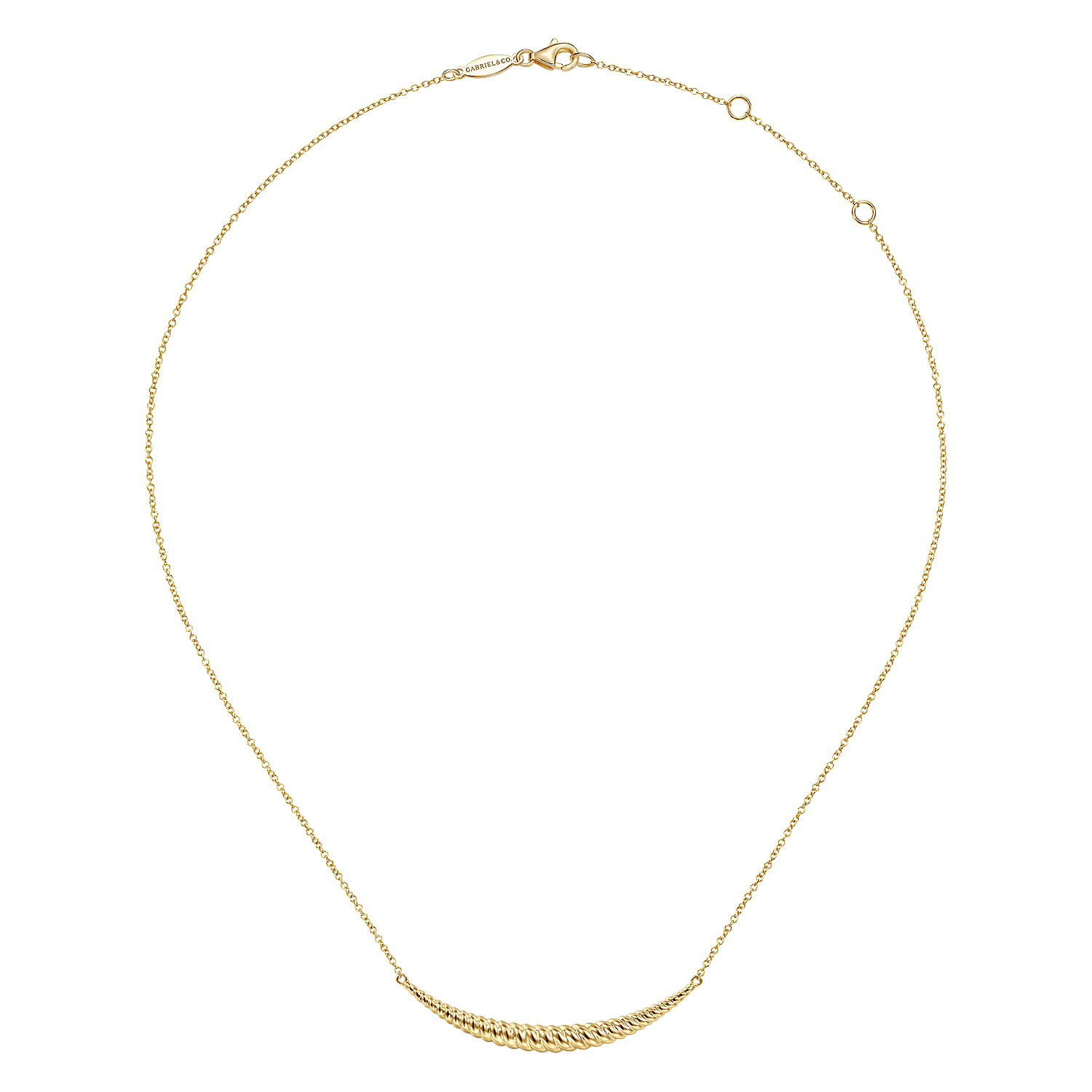Curved Bar Necklace in 14K Yellow Gold, photograph 2