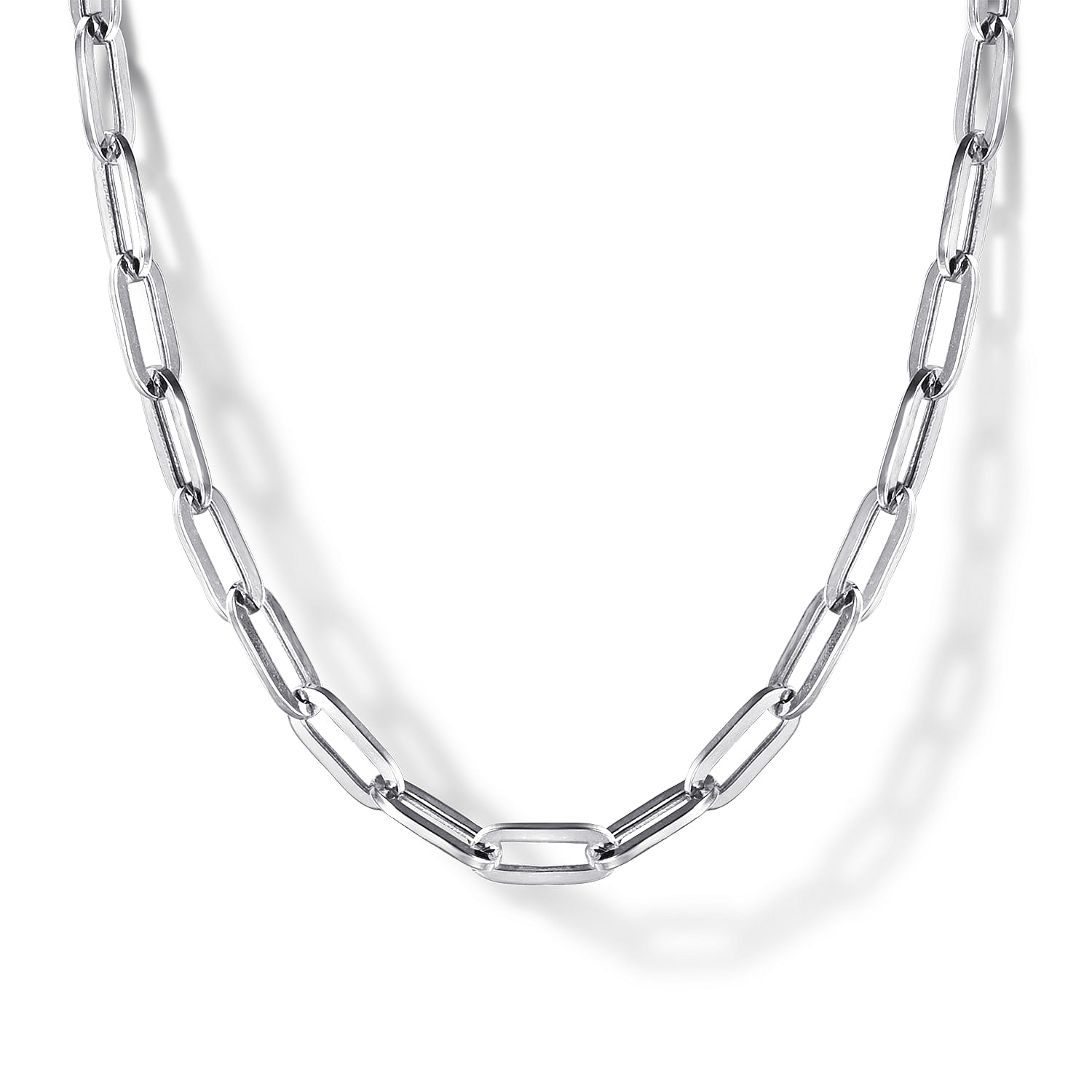 925 Sterling Silver Solid Paper Clip Chain Necklace