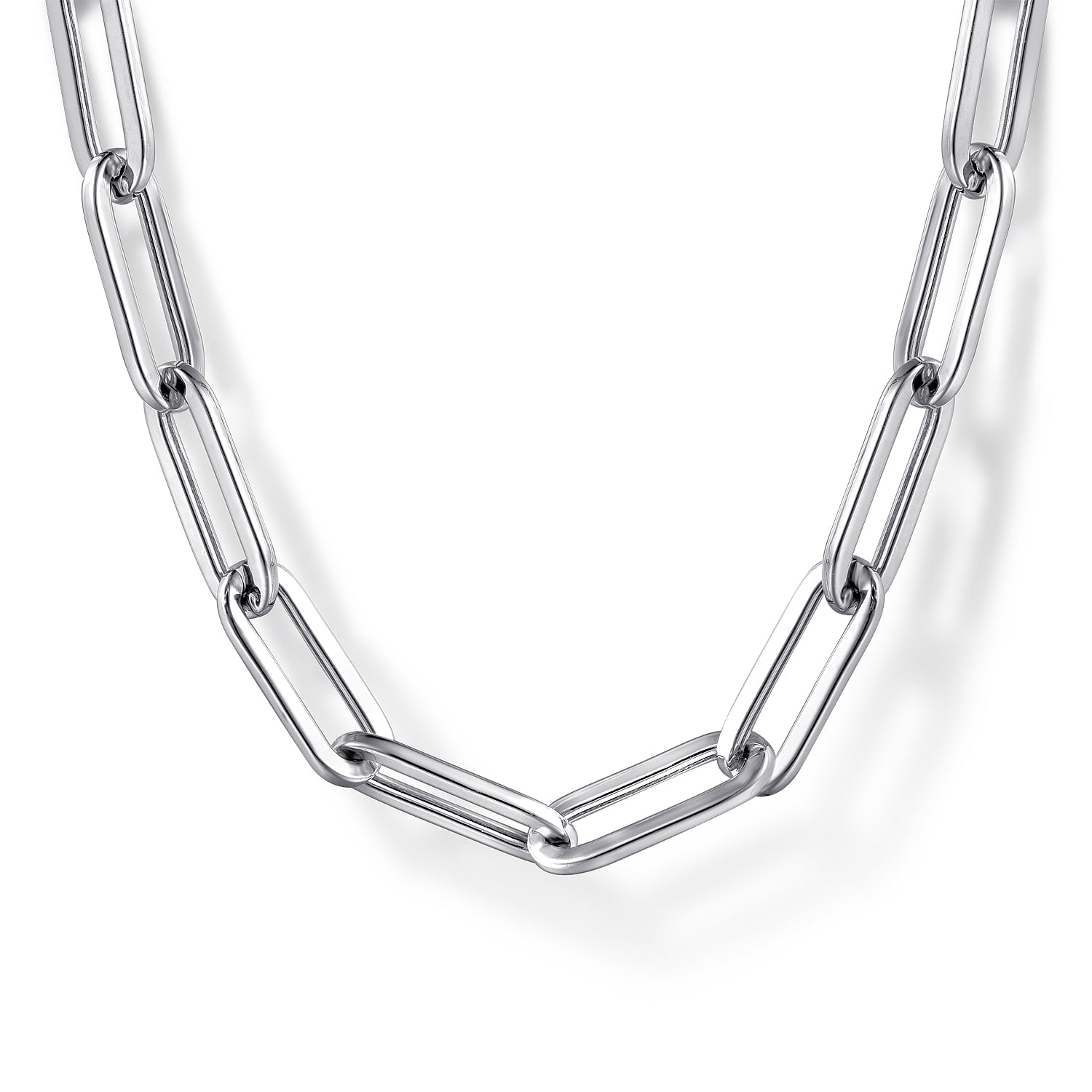 Solid Paper Clip Chain Necklace in Sterling Silver