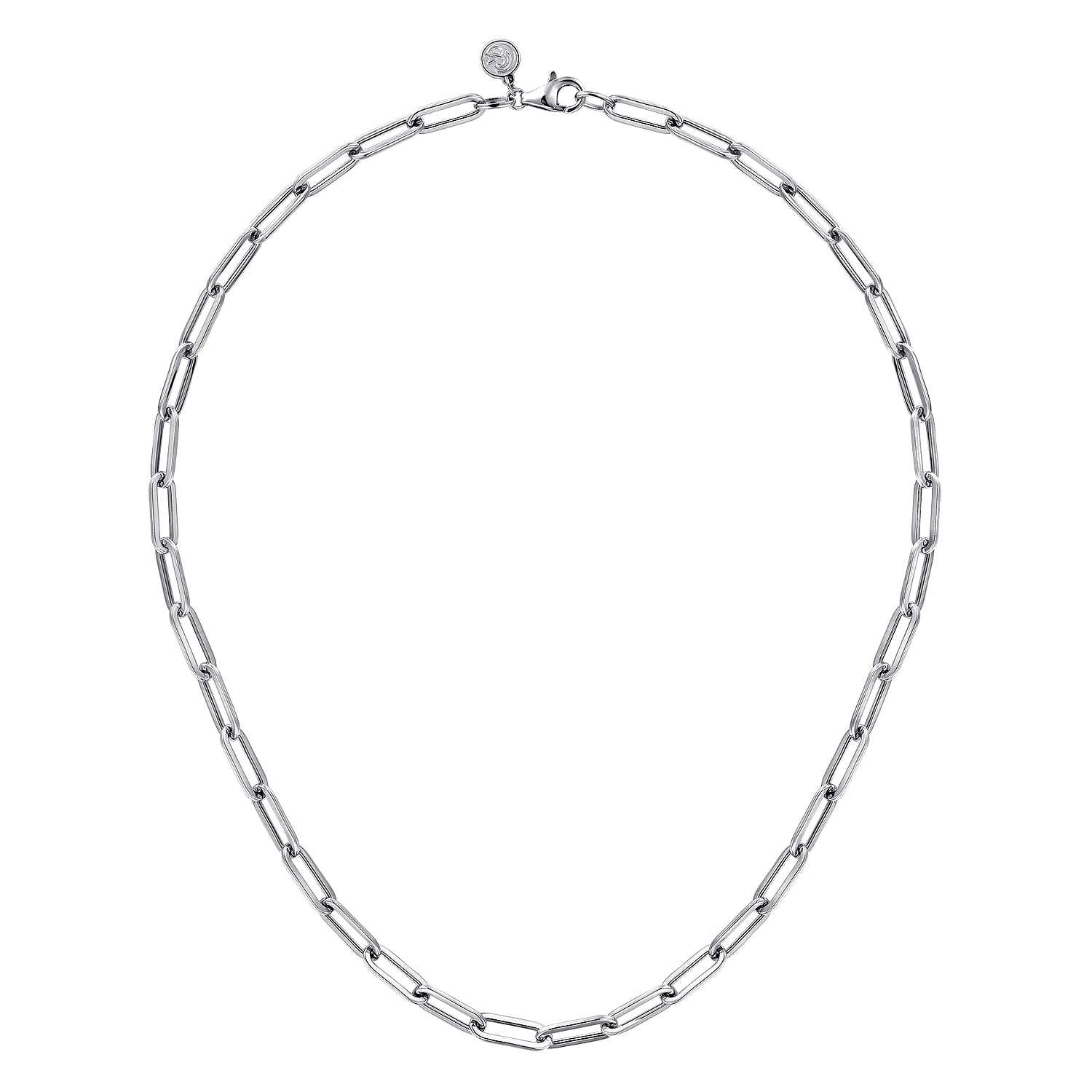 Solid Paper Clip Chain Necklace in Sterling Silver, photograph 2