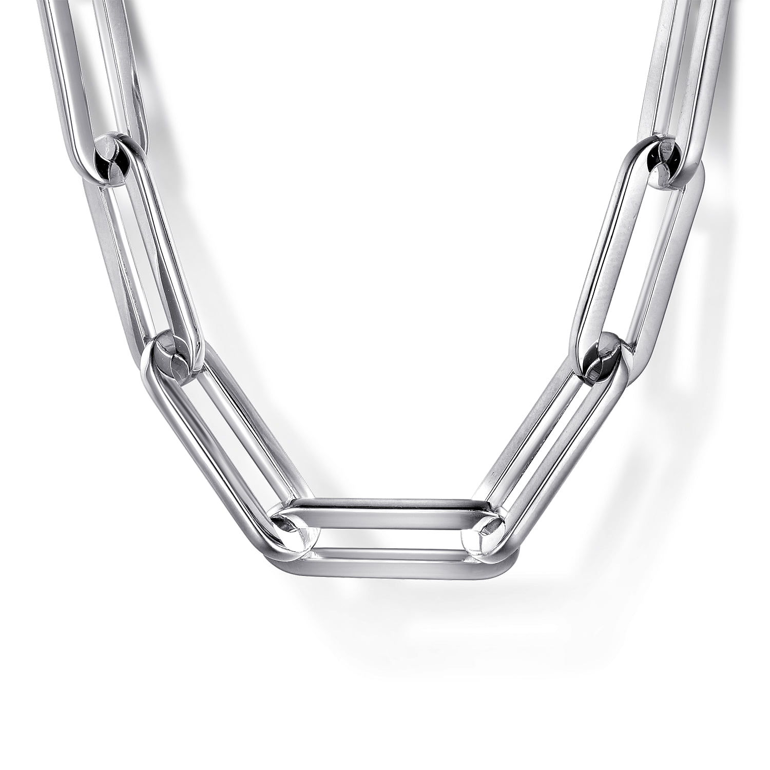 Solid Paper Clip Chain Necklace in Sterling Silver