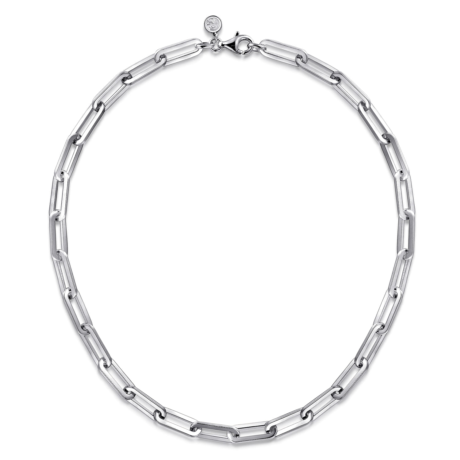 Solid Paper Clip Chain Necklace in Sterling Silver, photograph 2
