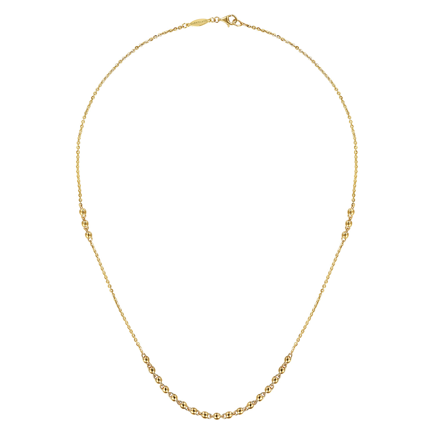 18 Inch Beaded Station Necklace in 14K Yellow Gold, photograph 2