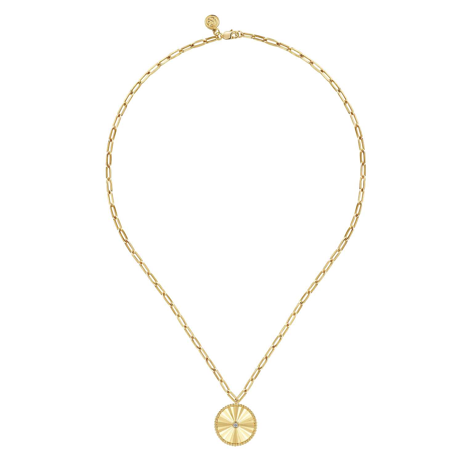 Diamond Medallion Chain Necklace in 14K Yellow Gold, photograph 2