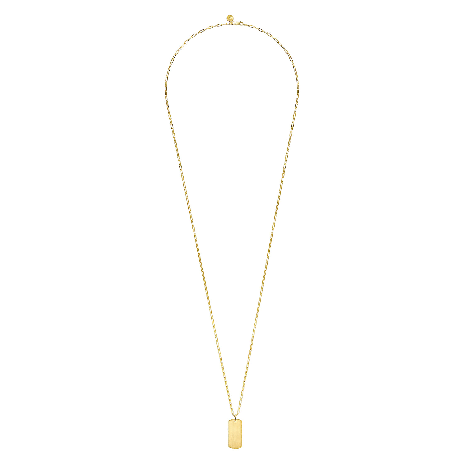 ID Dog Tag Pendant Hollow Chain Necklace in 14K Yellow Gold, photograph 2