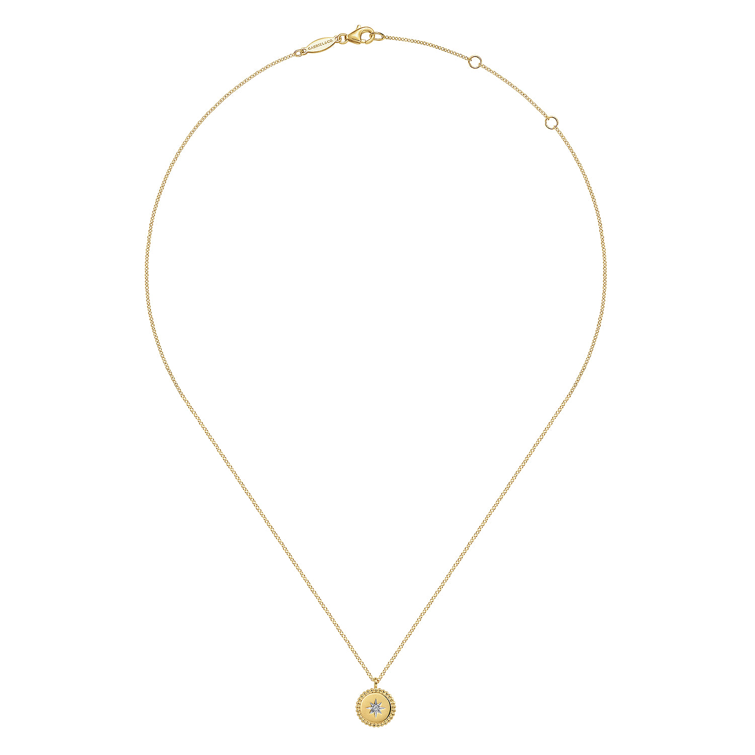 Bujukan Medallion Necklace with Starburst Diamond Center in 14K Yellow Gold, photograph 2