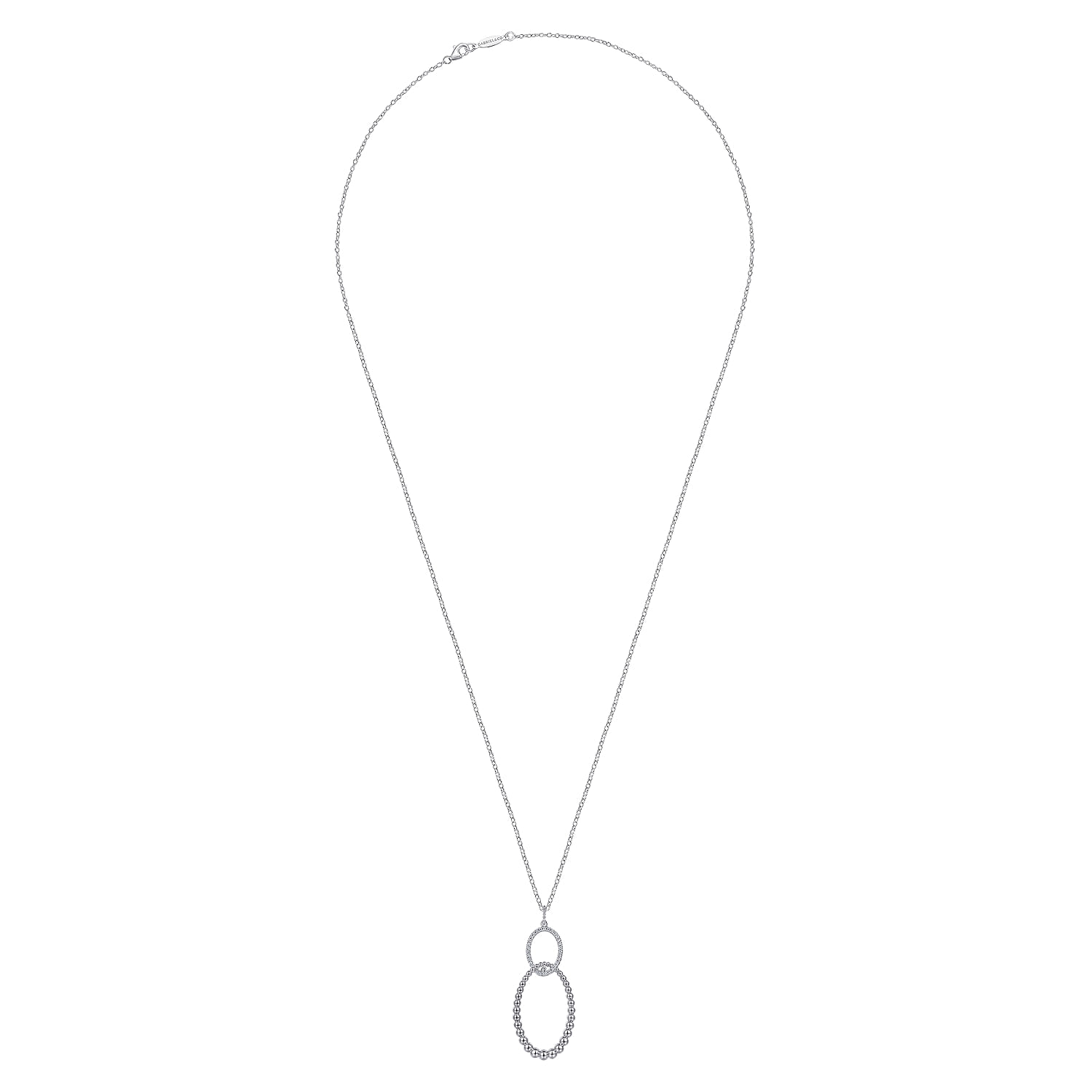 Bujukan White Sapphire Circle Pendant Necklace in Sterling Silver, photograph 2