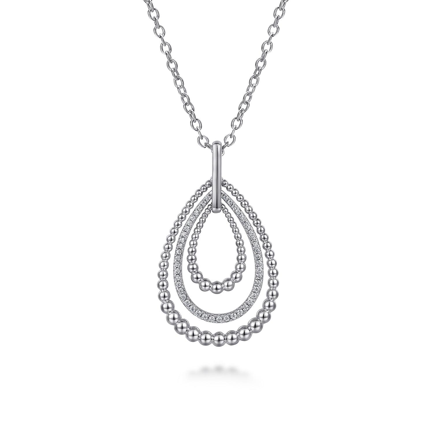 Bujukan White Sapphire Triple Teardrop Circle Pendant Necklace