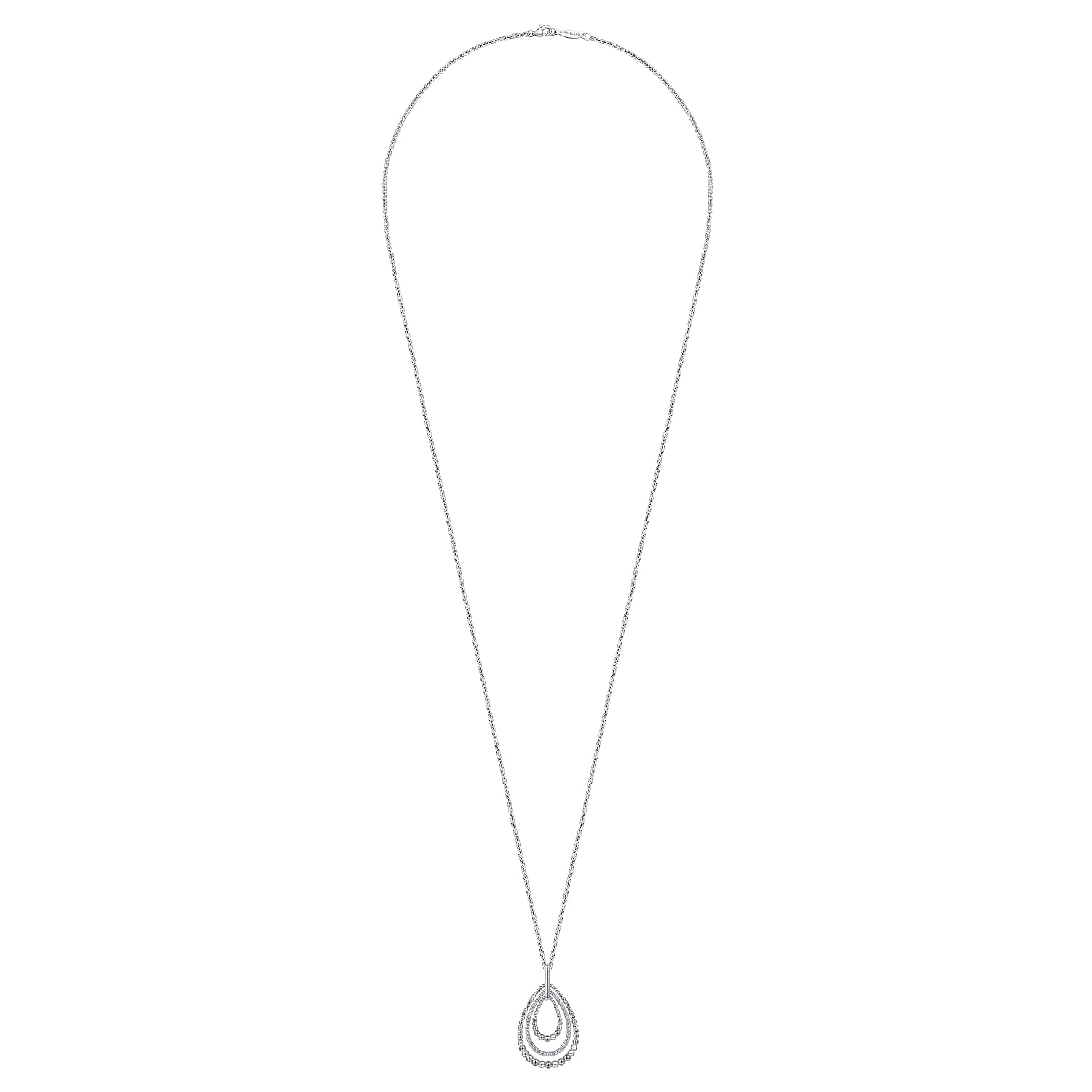 Bujukan White Sapphire Triple Teardrop Circle Pendant Necklace in Sterling Silver, photograph 2