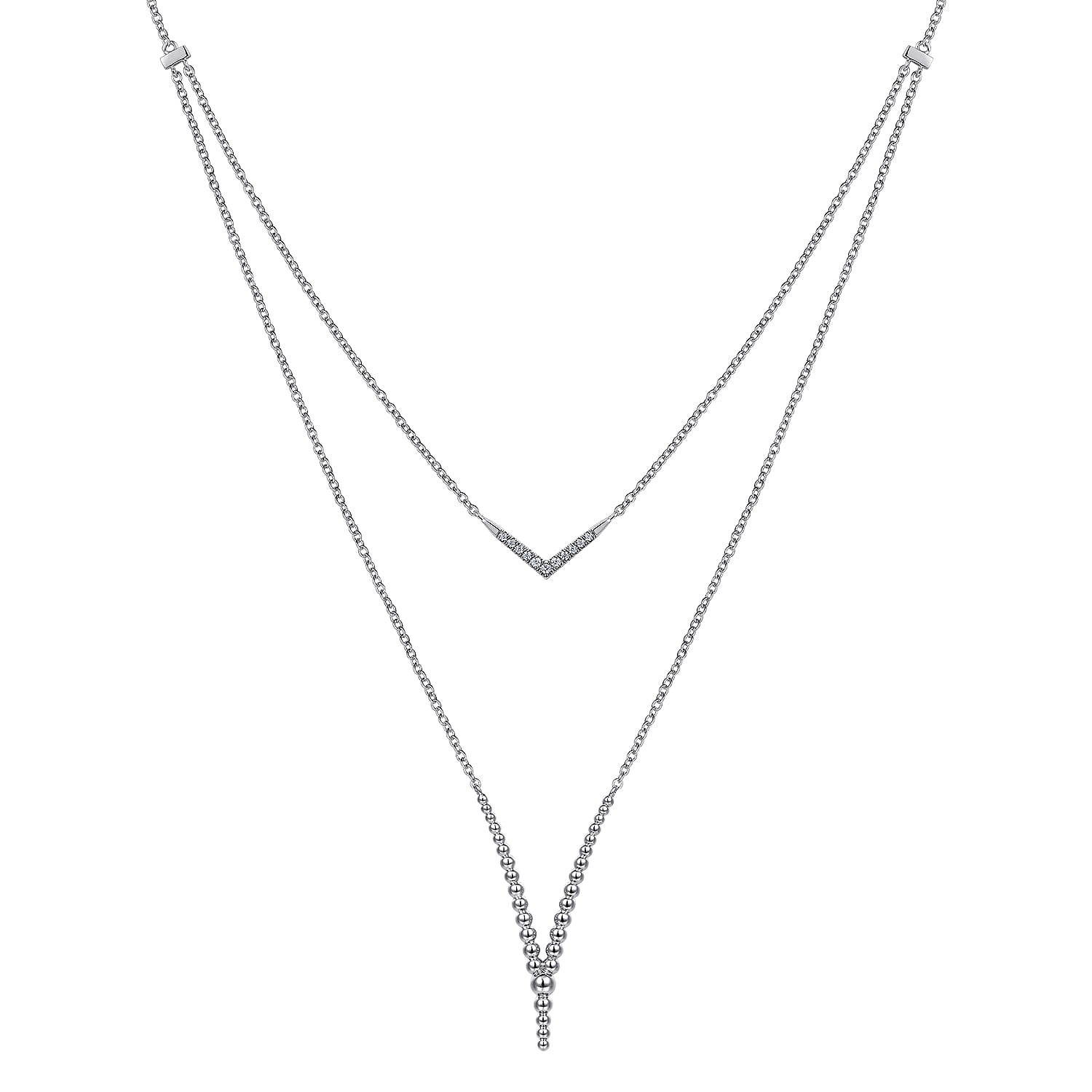Bujukan White Sapphire Chevron Necklace in Sterling Silver, photograph 2