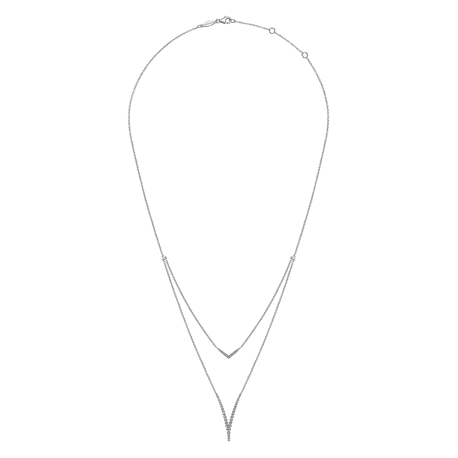 Bujukan White Sapphire Chevron Necklace in Sterling Silver, photograph 3