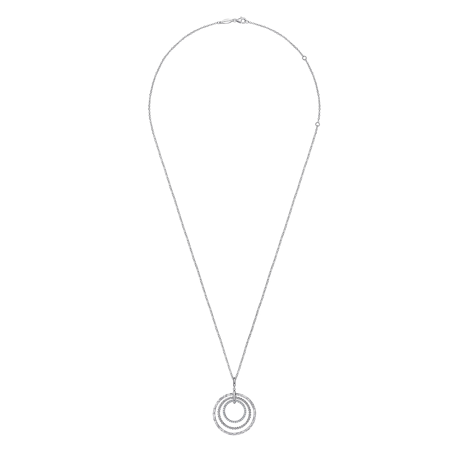 Bujukan White Sapphire Triple Row Circle Pendant Necklace in Sterling Silver, photograph 2