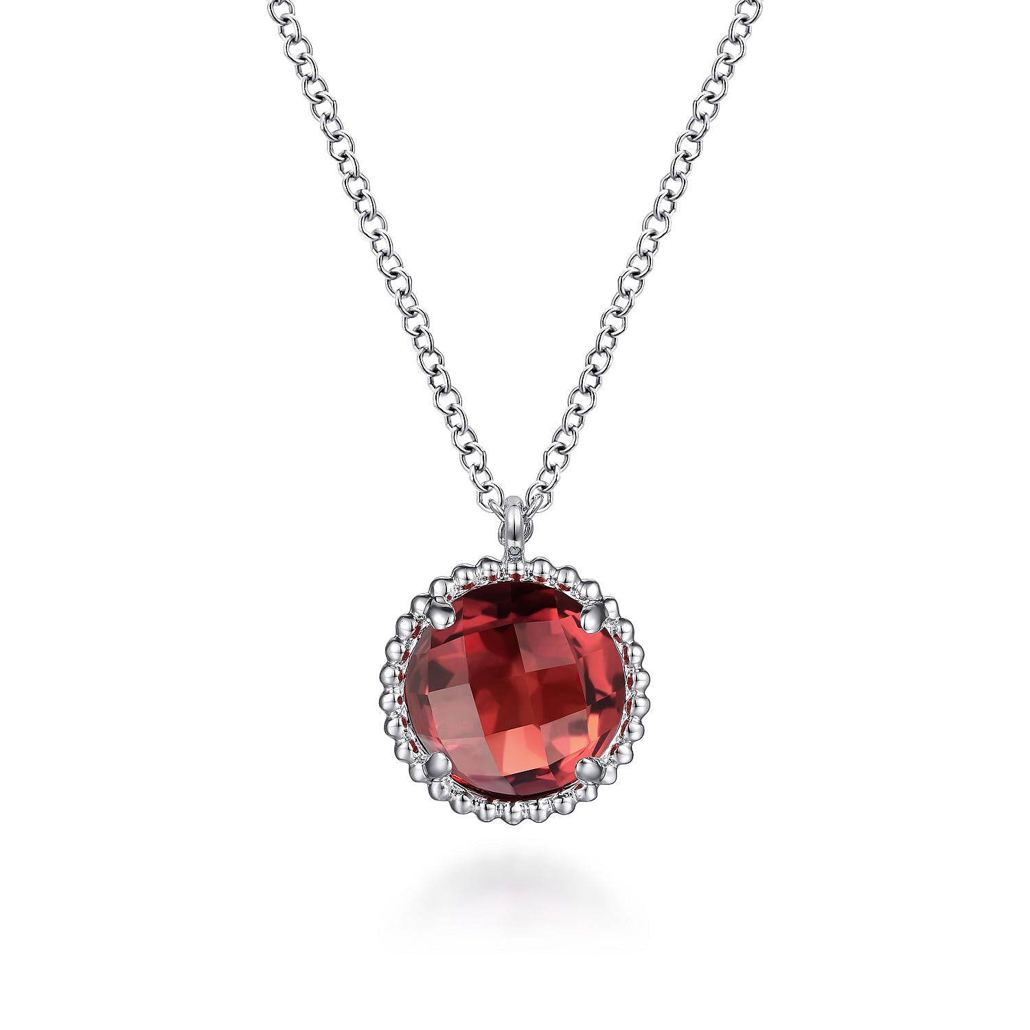 925 Sterling Silver Garnet Center and Bujukan Frame Pendant