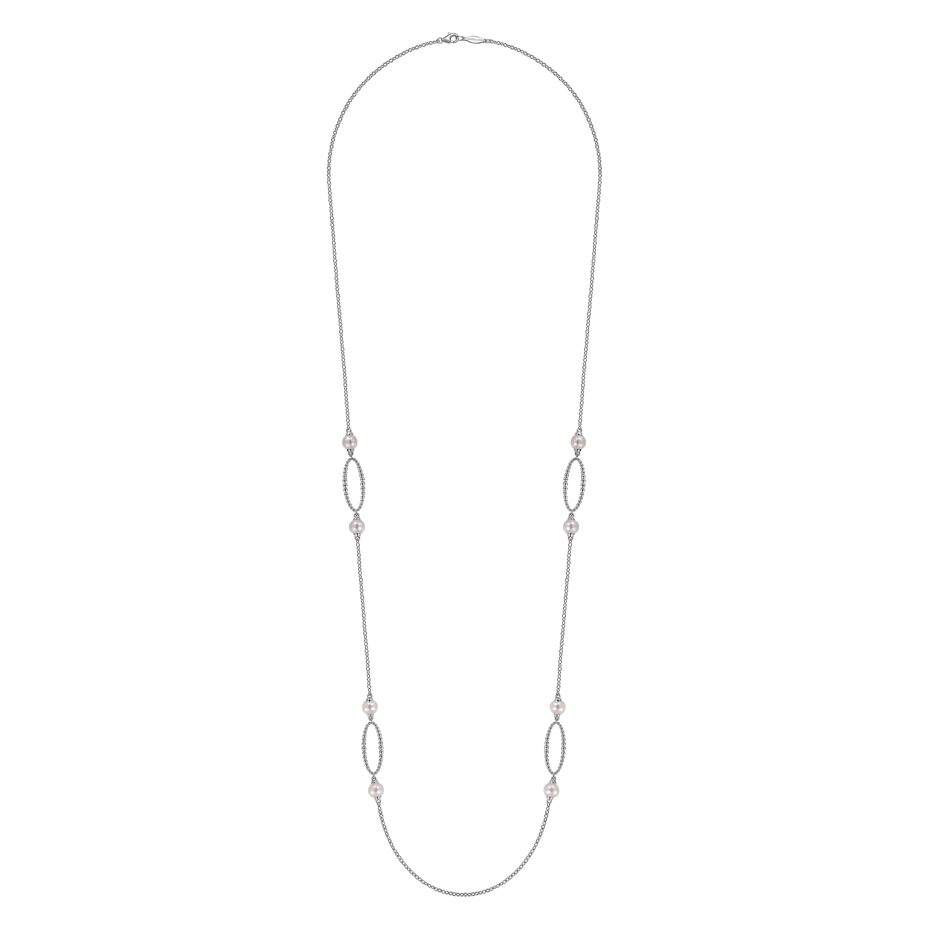Bujukan Link and Pearl Station Necklace in Sterling Silver, photograph 2