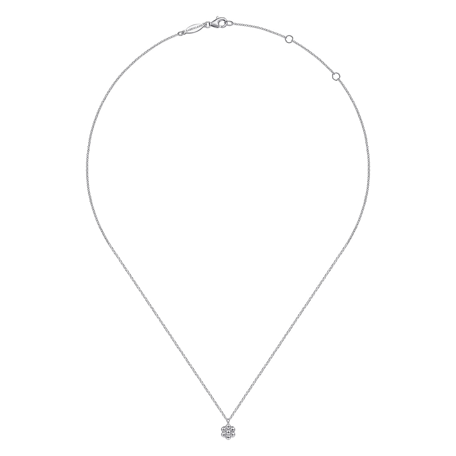 Beaded Flower Pendant Necklace in Sterling Silver, photograph 2