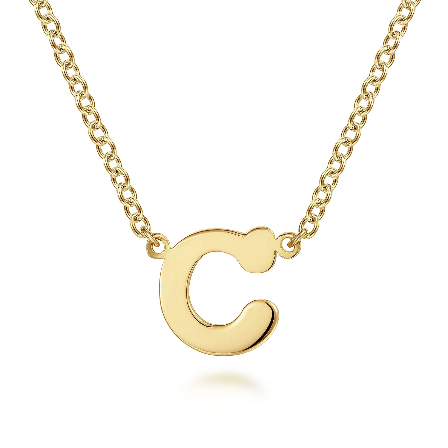 14K Solid Yellow Gold Crown Letter C Pendant Unisex online CZ Stones Medalla / Dijes