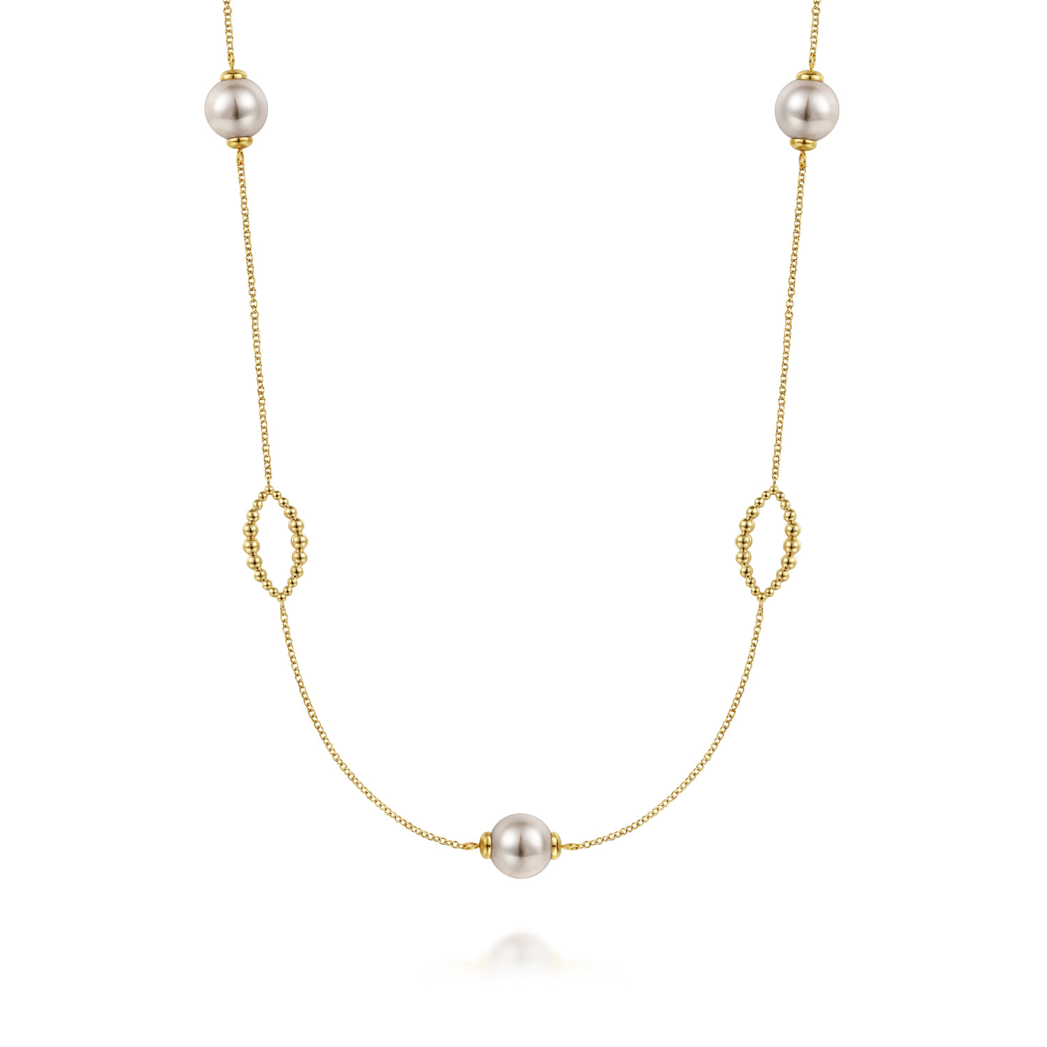 32 Inch Pearl and Bujukan Ovals Station Necklace
