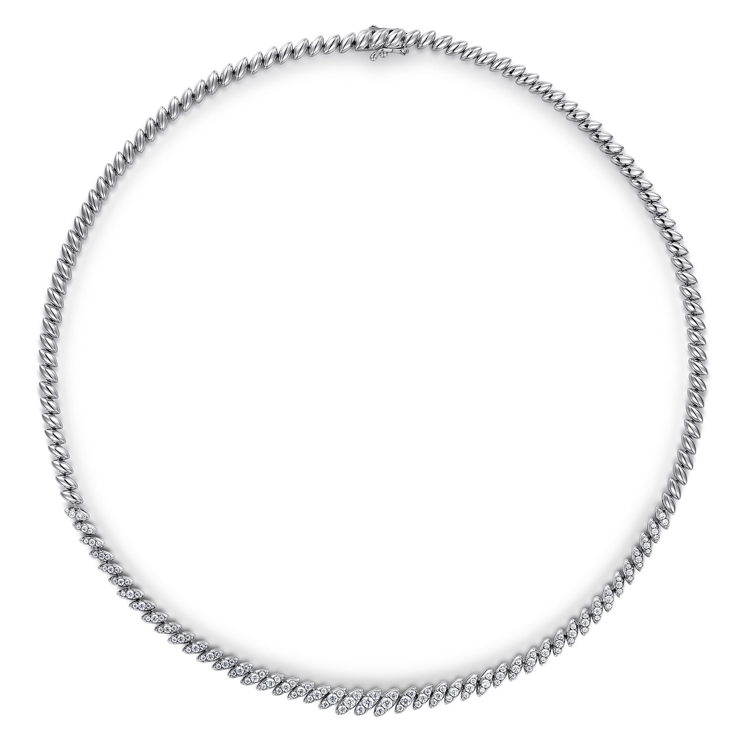 Graduated Diamond Tennis Necklace in 14K White Gold, photograph 2